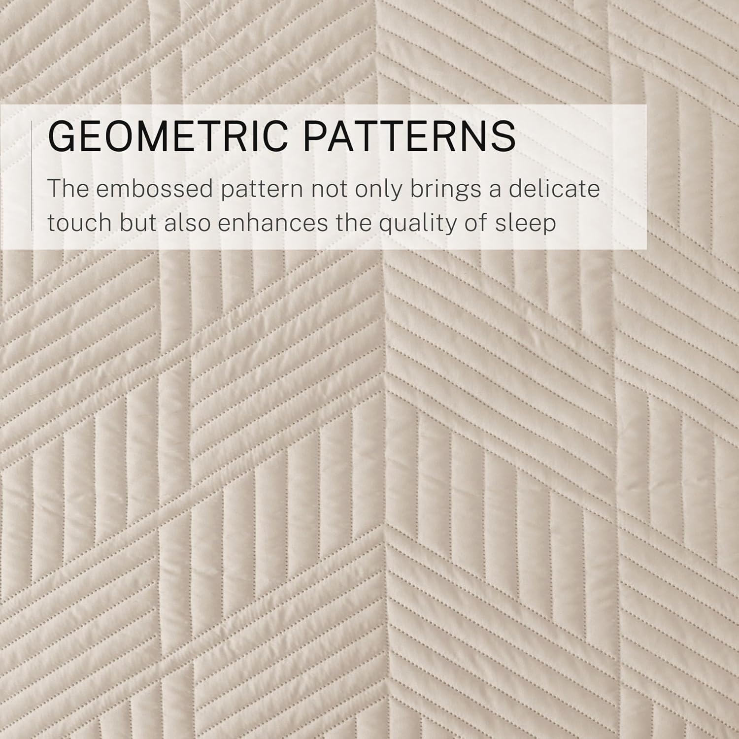 Exclusivo Mezcla Ultrasonic King Quilt Bedding Set, Lightweight Brich Beige Bedspreads Soft Modern Geometric Coverlet Set for All Seasons (1 Quilt and 2 Pillow Shams) - Image 5