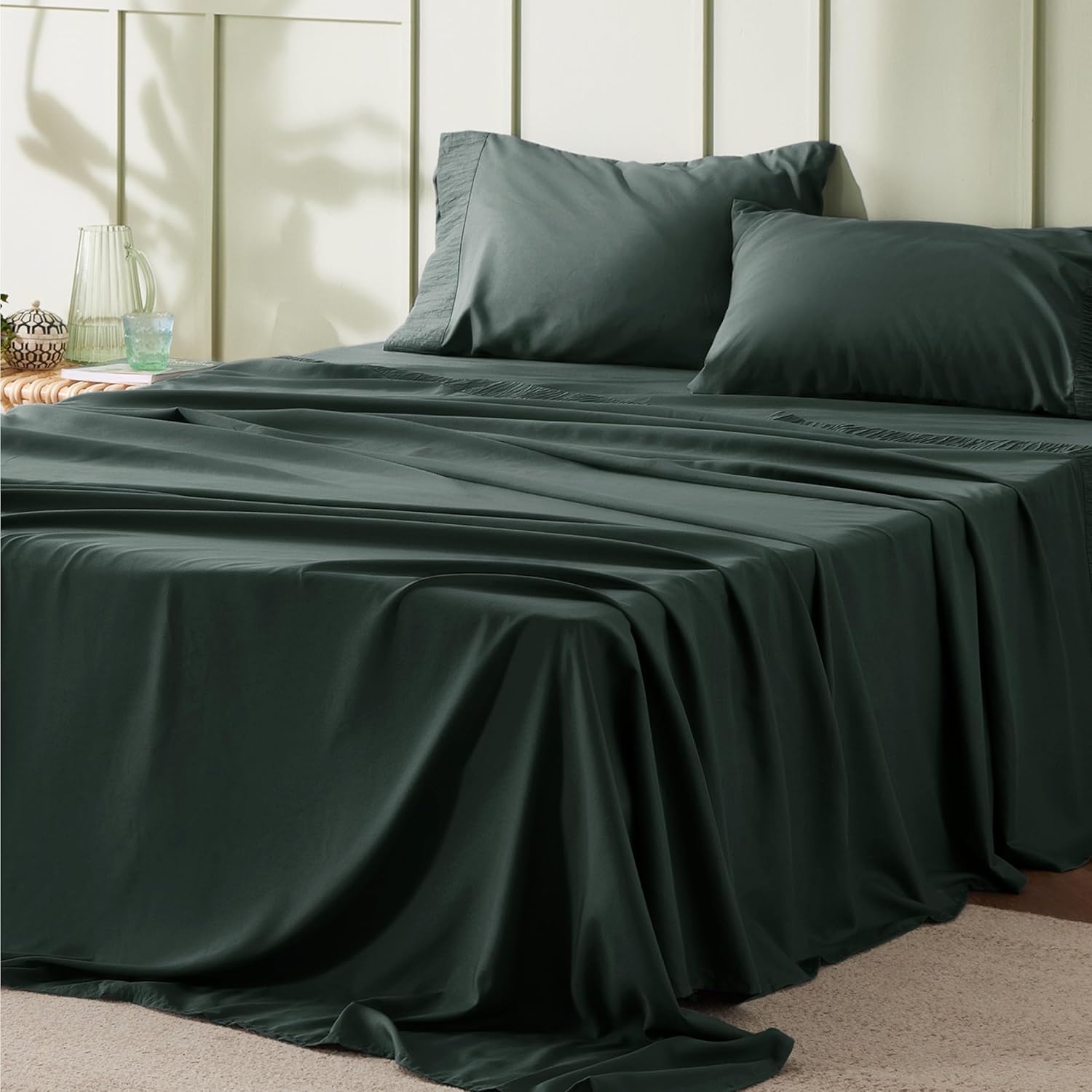 Bedsure Queen Sheet Set - 4 Pieces Soft Queen Size Sheets - Breathable & Cooling - Hotel Luxury - Easy Care Polyester Microfiber Bedding for Women, Men, Dark Grey - Image 56