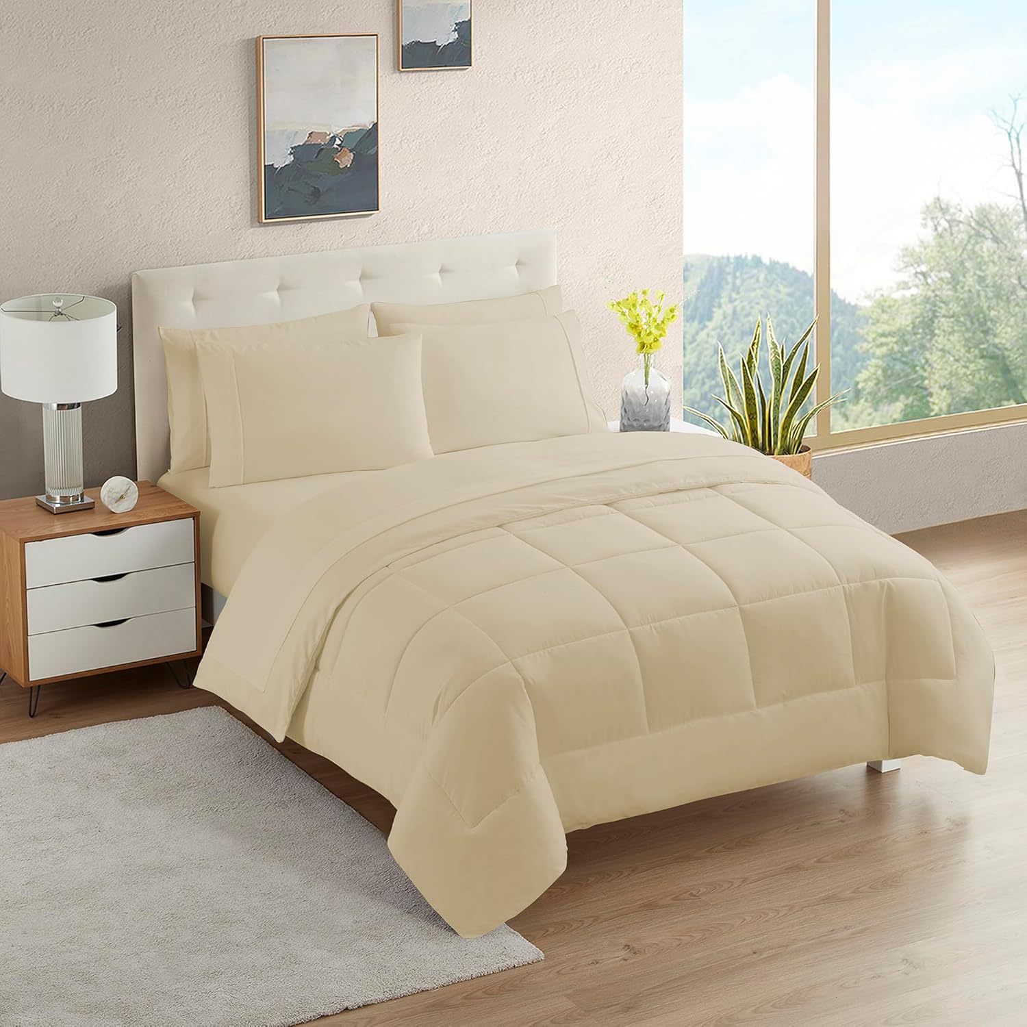 Sweet Home Collection 5 Piece Comforter Set Bag Solid Color All Season Soft Down Alternative Blanket & Luxurious Microfiber Bed Sheets, Black, Twin - Image 16