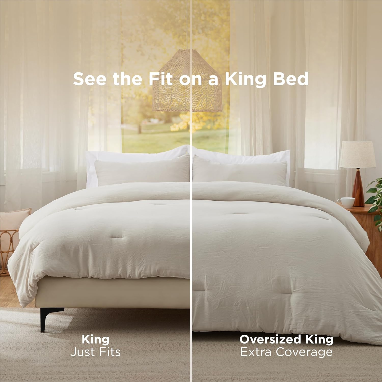 Bedsure King Size Comforter Set, Beige Soft Prewashed Bedding for All Seasons, 3 Pieces GentleSoft™ Warm Down Alternative Bed Set, 1 Lightweight Comforter (104"x90") and 2 Pillowcases (20"x36") - Image 2