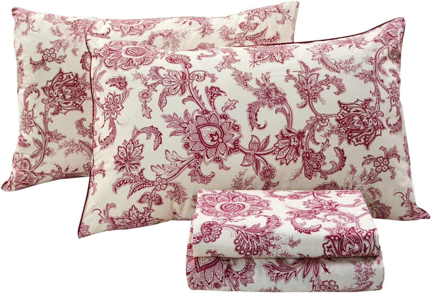 FADFAY Shabby Floral Bedding Elegant Peony Sheets Set Luxury Bedding Collections 800 Thread Count 100% Egyptian Cotton Deep Pocket, 4 Piece-Queen Size - Image 54