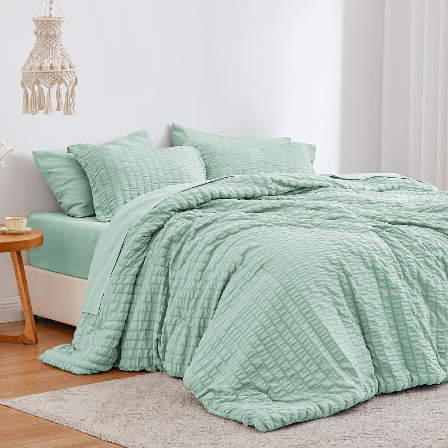 Love's cabin Seersucker Black 7 Pieces Comforter Set Full, All Season Lightweight Bedding Set, Full Bed in a Bag Comforter Set with Comforter, Flat Sheet, Fitted Sheet, Pillowcase and Pillow Sham - Image 17