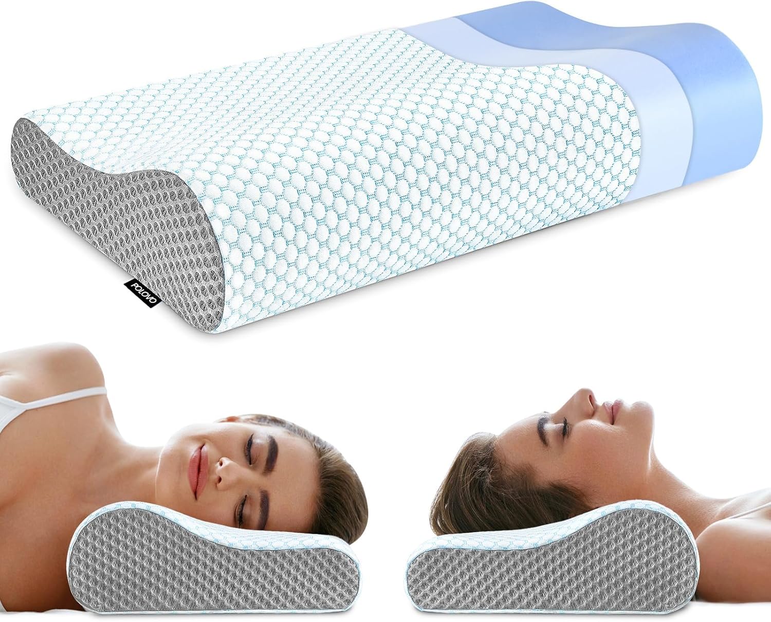 Memory Foam Bed Pillow for Sleeping, Ergonomic Cervical Contour Neck Support Orthopedic Pillow for Side Back Stomach Sleeper, Neck and Shoulder Pain - Image 7