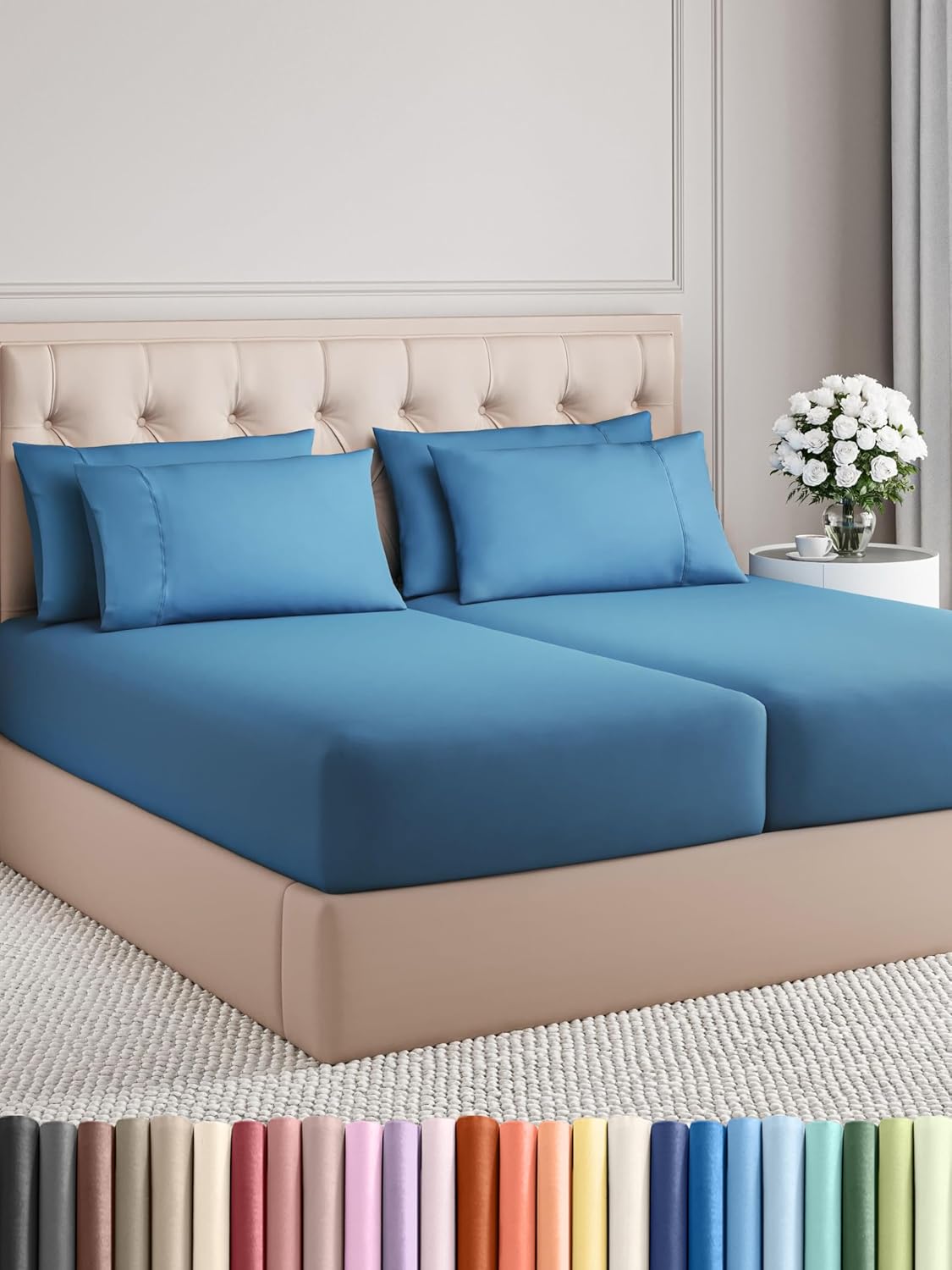 King 6 Piece Sheet Set - Cooling and Breathable Bed Sheets - Hotel Luxury Bed Sheets for Women, Men, Kids & Teens - Bedding with Deep Pockets & Easy Fit - Soft and Wrinkle Free - King Dark Grey Sheets - Image 119