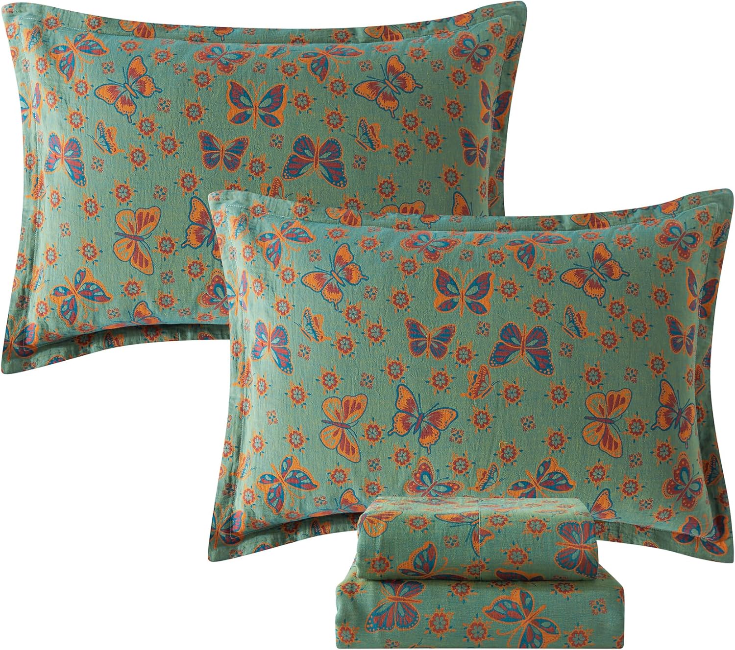 FADFAY Shabby Floral Bedding Elegant Peony Sheets Set Luxury Bedding Collections 100% Egyptian Cotton Deep Pocket, 4 Piece-King Size - Image 54