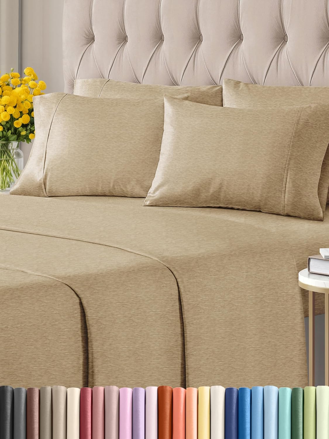 King 6 Piece Sheet Set - Cooling and Breathable Bed Sheets - Hotel Luxury Bed Sheets for Women, Men, Kids & Teens - Bedding with Deep Pockets & Easy Fit - Soft and Wrinkle Free - King Dark Grey Sheets - Image 97