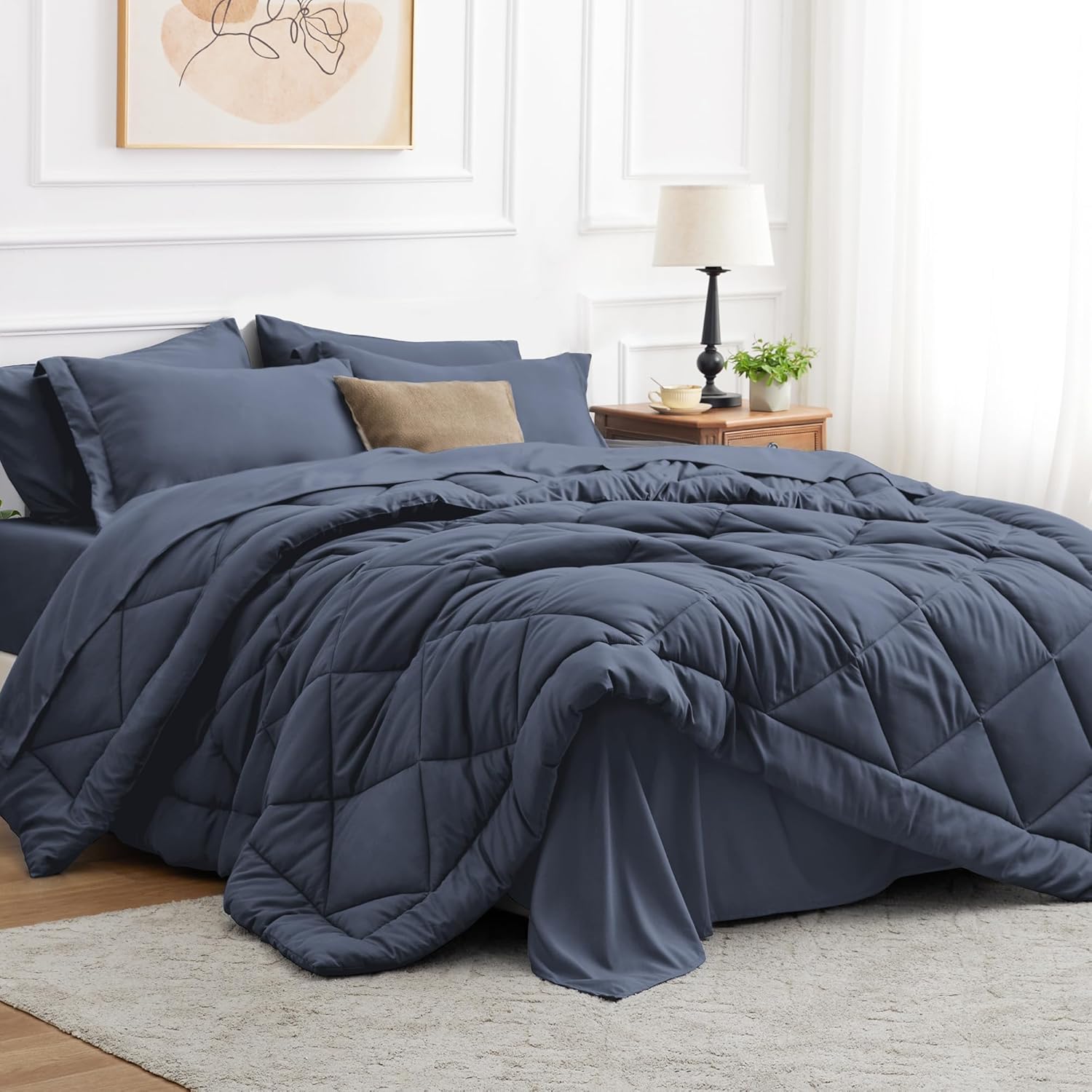 Love's cabin Twin Comforter Set Black, 5 Pieces Twin Bed in a Bag, All Season Twin Bedding Sets with 1 Comforter, 1 Flat Sheet, 1 Fitted Sheet, 1 Pillowcase and 1 Pillow Sham - Image 38