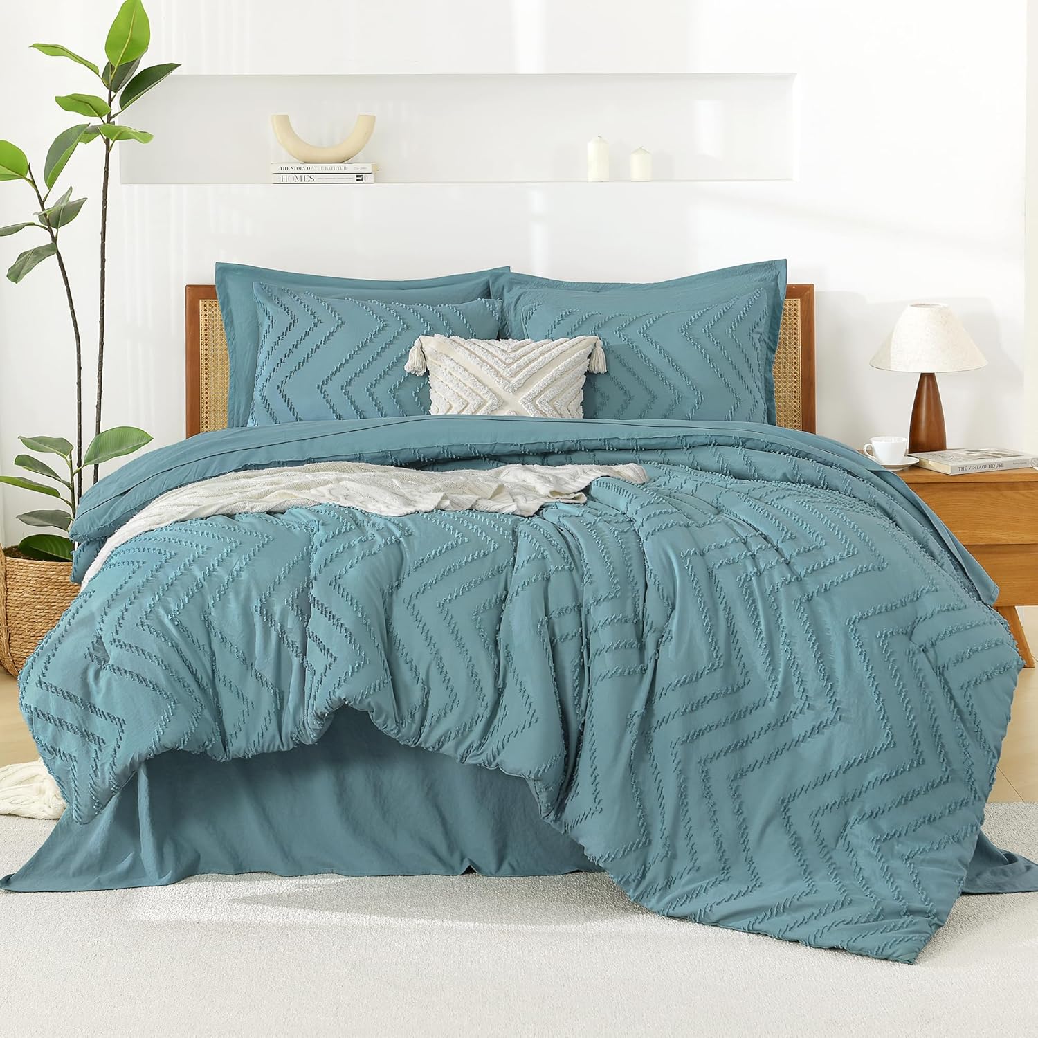 Litanika California King Size Comforter Set with Sheets Beige - 7 Pieces Bed in a Bag Cal King Chevron Tufted Complete Bedding Sets with Comforter, Sheets, Pillowcases & Shams - Image 18