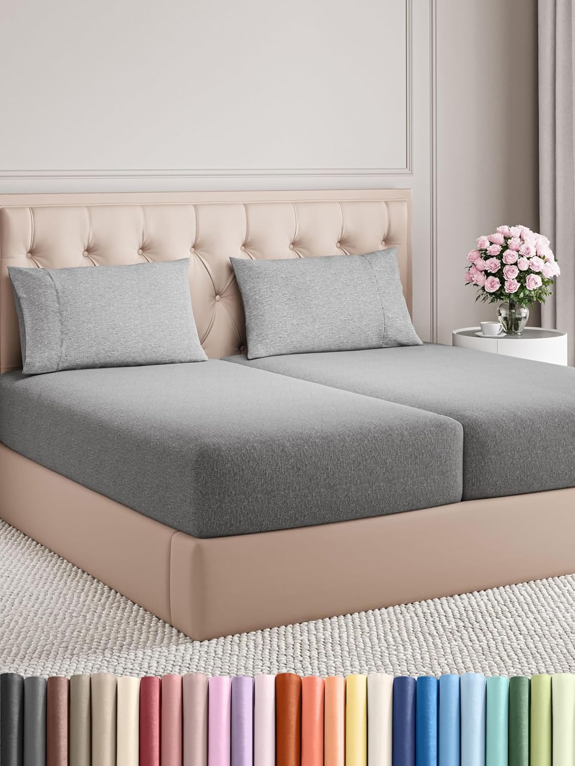 King Size 4 Piece Sheet Set - Comfy Breathable & Cooling Bed Sheets Set - Hotel Luxury Bedding for Women, Men, Kids, Teens, Boys & Girls - Deep Pockets, Soft and Wrinkle Free - Oeko-Tex - French Grey - Image 111