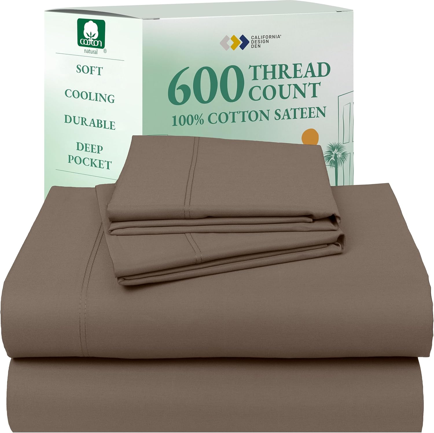 California Design Den Queen Sheet Set - Luxury 600 Thread Count Sateen, 100% Cotton Deep Pocket Queen Sheets with All Around Elastic, Snug Fit, Hotel Quality Bedding Set - White - Image 44