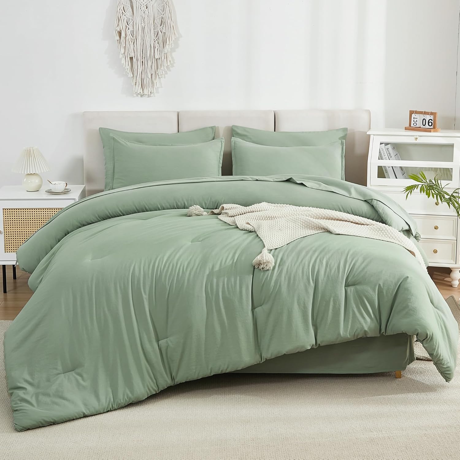 Litanika King Size Comforter Set Dark Emerald Green - 7 Pieces Bed in a Bag King Bedding Comforter Sets, Solid Lightweight Bed Set with Comforter, Sheets, Pillowcases & Shams - Image 39