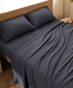 Bedsure Queen Sheet Set - 4 Pieces Soft Queen Size Sheets - Breathable & Cooling - Hotel Luxury - Easy Care Polyester Microfiber Bedding for Women, Men, Dark Grey