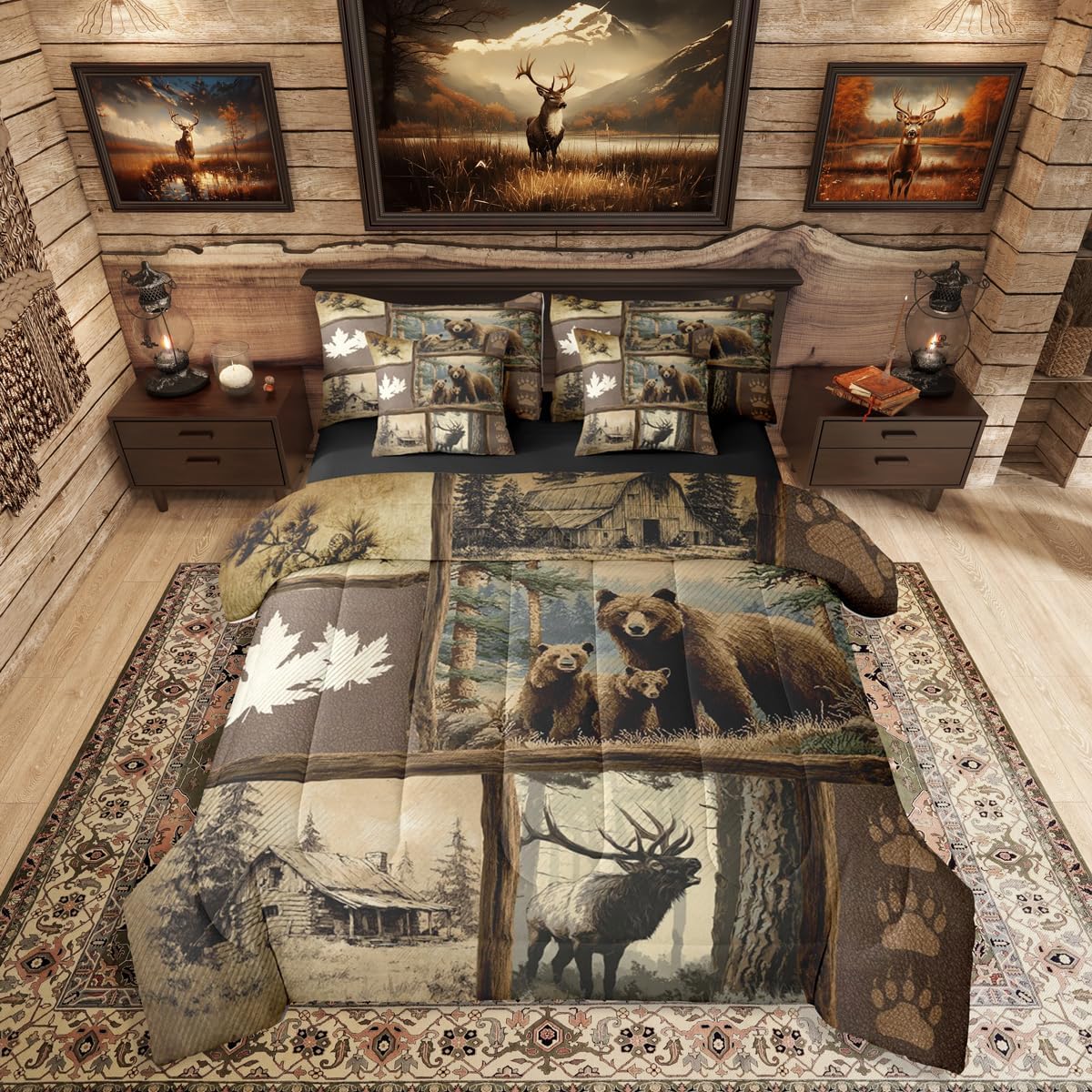 Erosebridal 7 Piece Camo Mallard Duck Comforter Set with Sheets for Kids Boys Men Rustic Farmhouse Cabin Bed in A Bag Queen,Hunting Woodland Duck Bedding Set Country Wood Board Animal Bed Set - Image 32