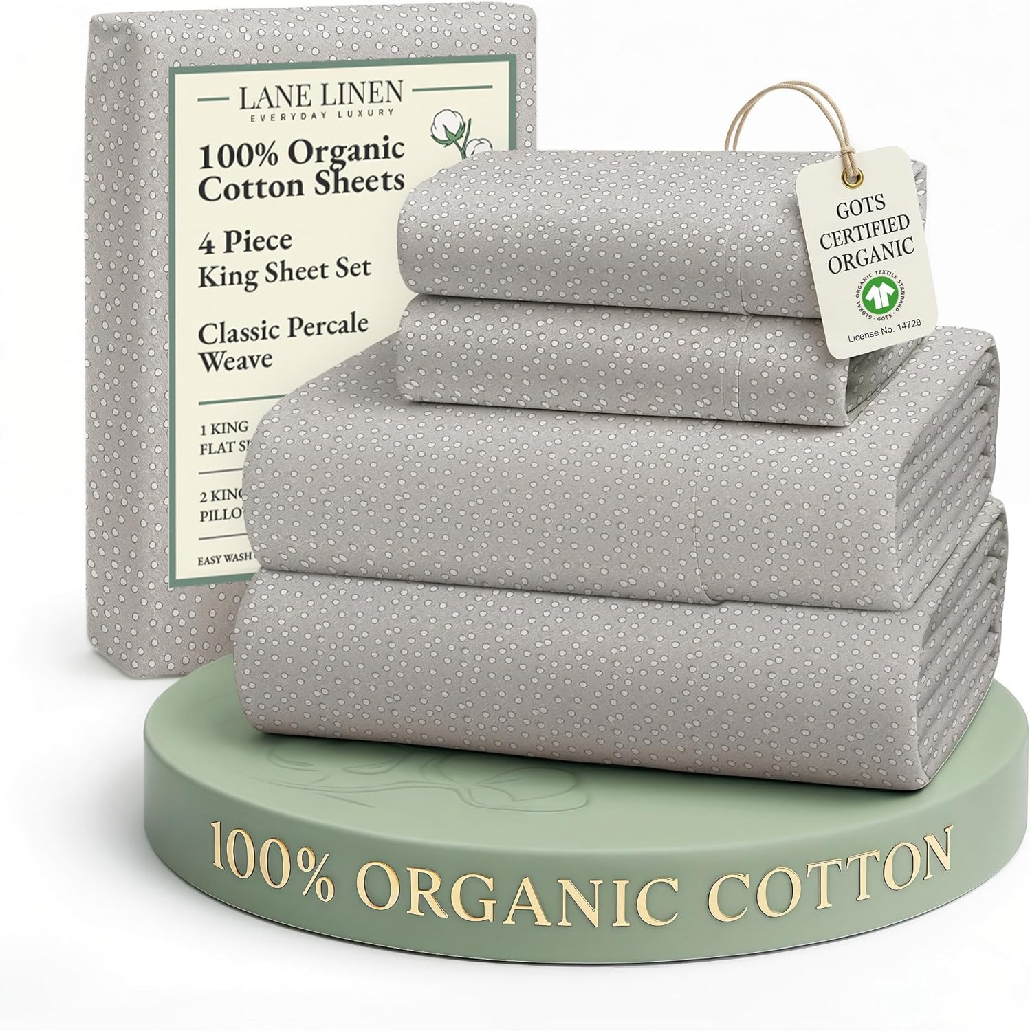 LANE LINEN 100% Organic Cotton King Size Sheets Set, Soft & Comfy All Season Breathable Sheets King Size, Percale Weave Fully Elasticized Eco Friendly Naturally Cooling King White Bed Sheets - Image 146