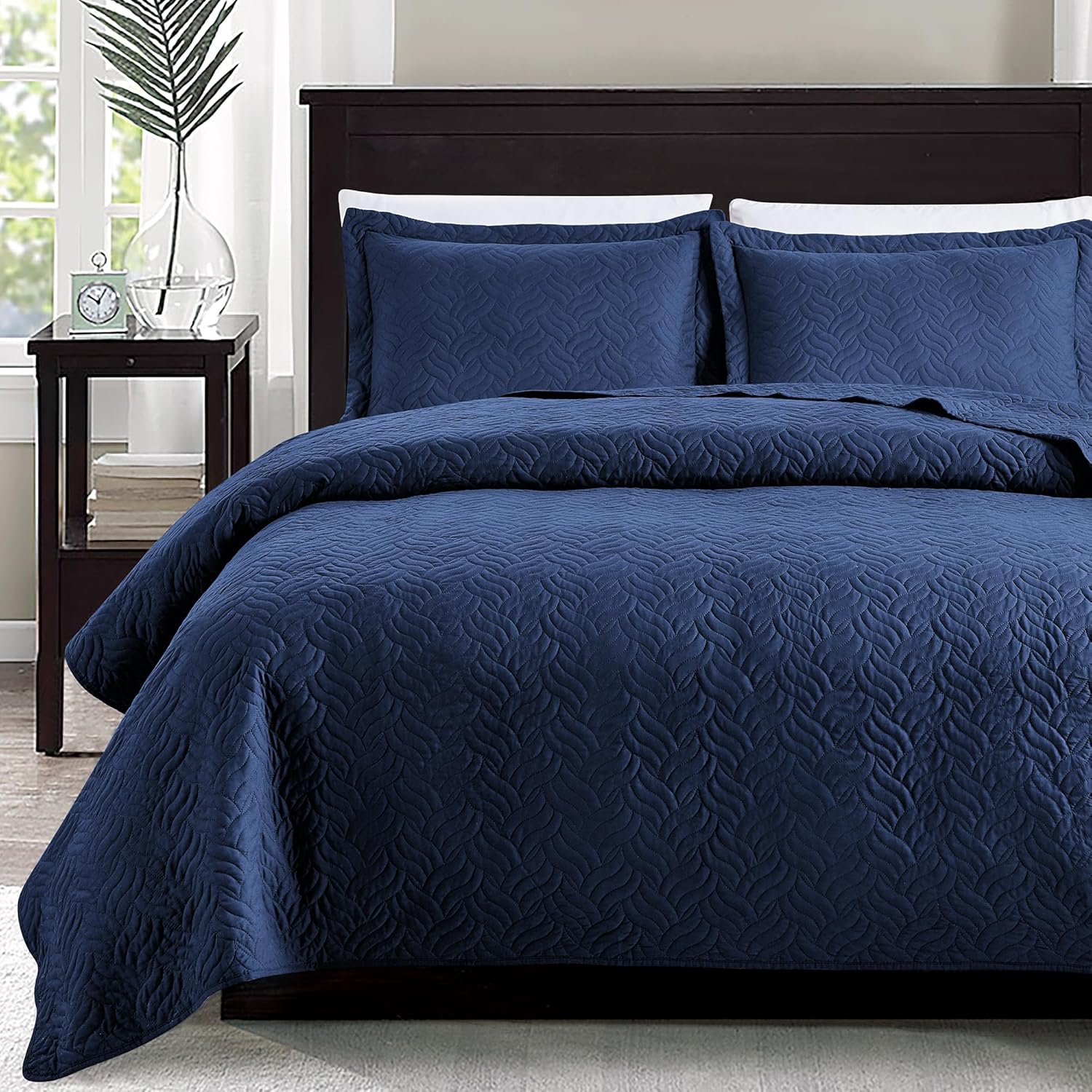 Love's cabin King Size Quilt Set Blue Bedspreads - Soft Bed Summer Lightweight Bedspread Comforter - Modern Style Coin Pattern Coverlet for All Season - 3 Pieces (1 Quilt, 2 Pillow Shams) - Image 29
