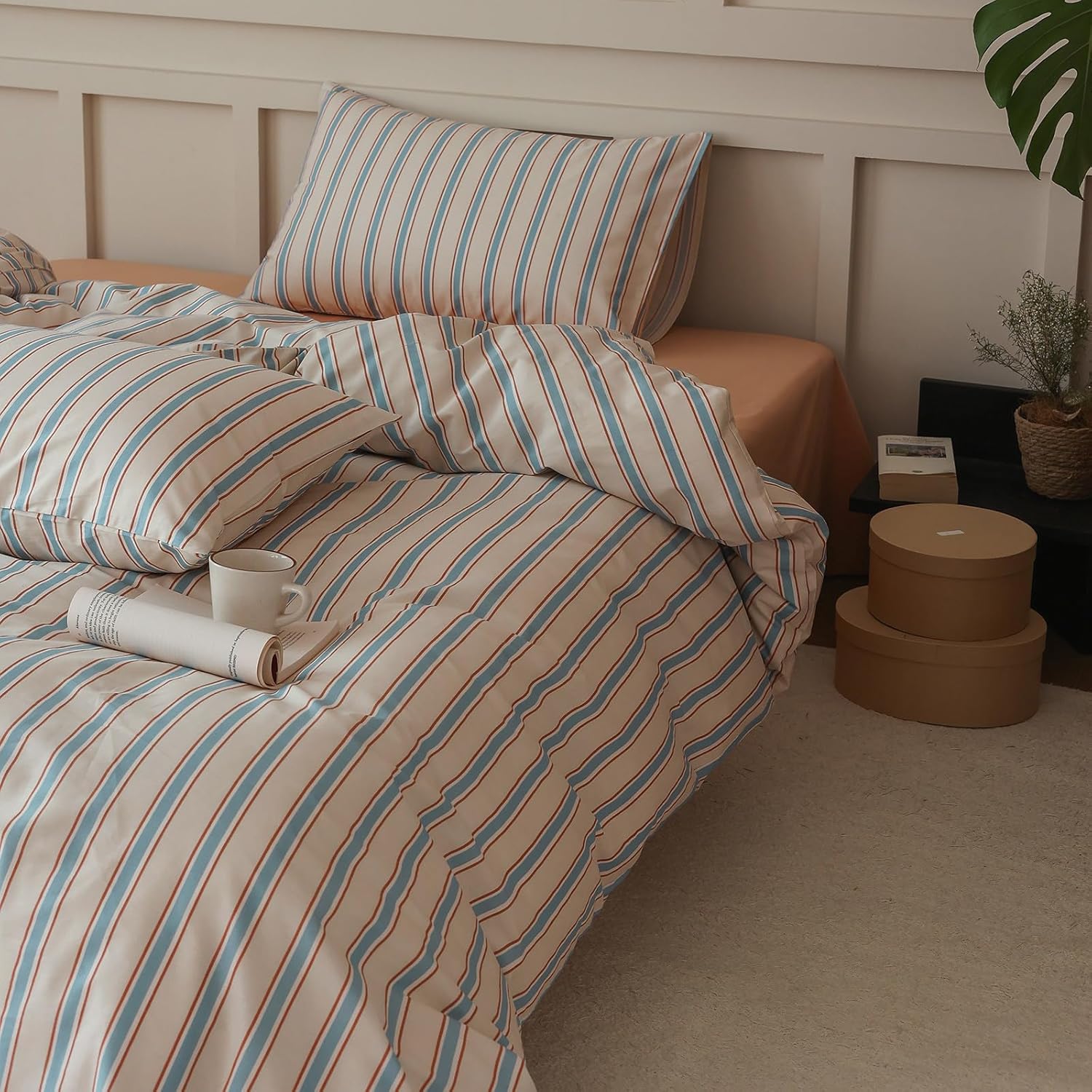 LifeTB Queen Comforter Set Tan Gingham Comforter Modern Style Beige Plaid Comforter Set 3 Pieces Fluffy Grid Checkered Comforter with 2 Pillowcases Boho Gingham Bedding Set Queen Size - Image 48