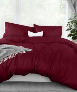 Utopia Bedding Duvet Cover Queen Size - 3 Piece with Zipper Closure - 1 Comforter Cover 90X90 Inches & 2 Pillow Shams 20X26 Inches (Burgundy) Comforter Not Included
