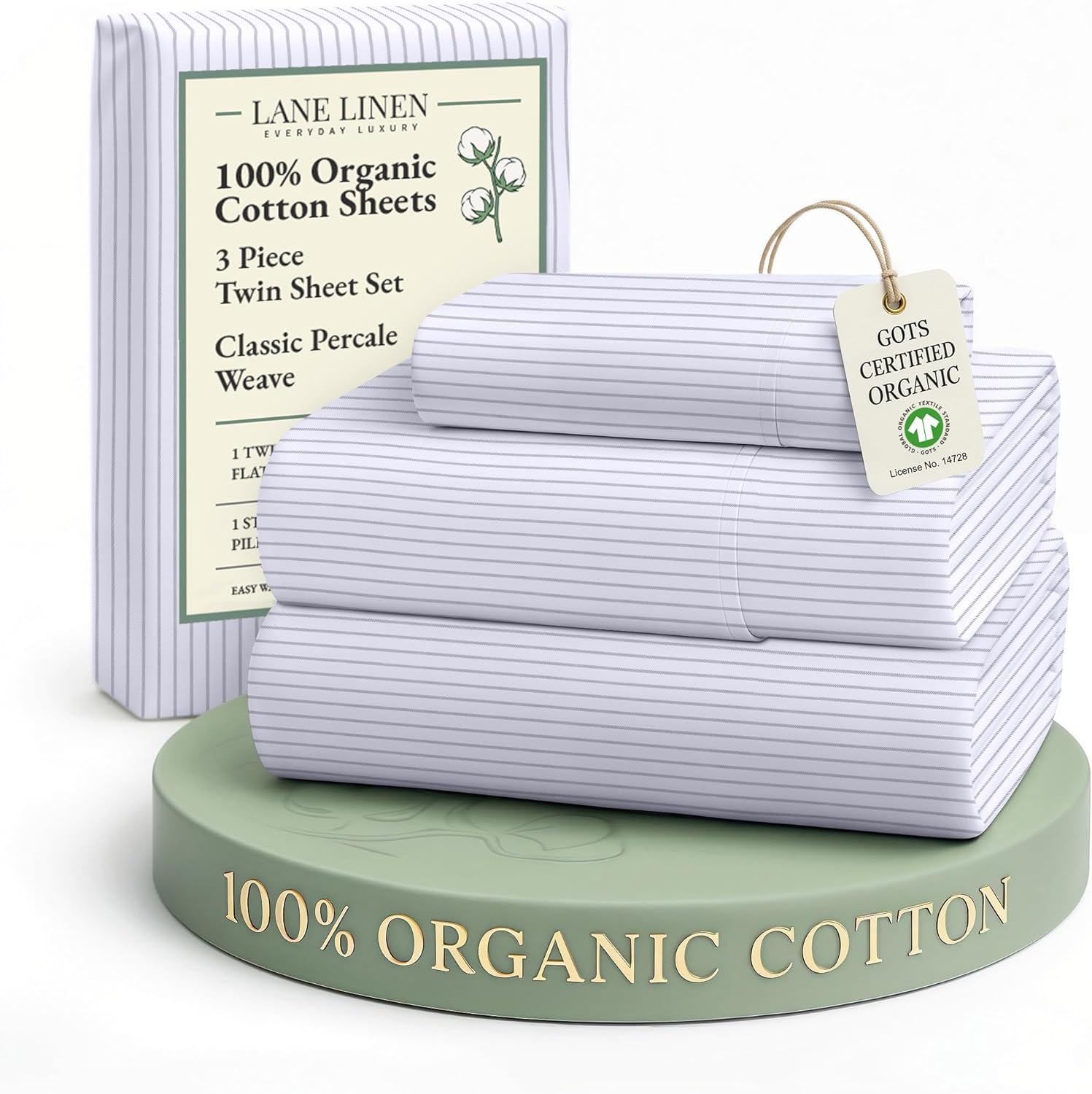 LANE LINEN 100% Organic Cotton King Size Sheets Set, Soft & Comfy All Season Breathable Sheets King Size, Percale Weave Fully Elasticized Eco Friendly Naturally Cooling King White Bed Sheets - Image 20