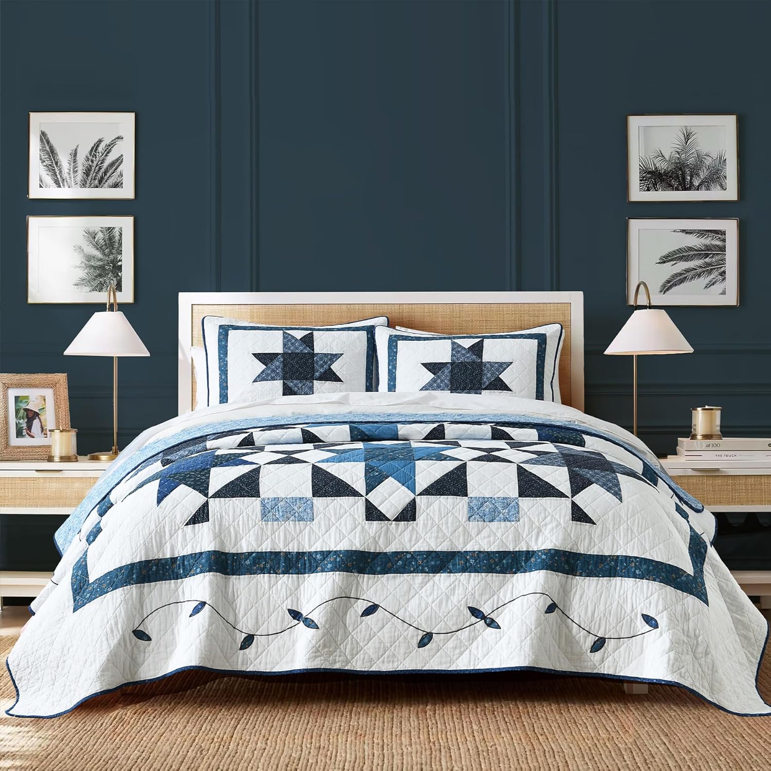 Secgo Queen Comforter Set for Bed - 100% Cotton Quilts Queen Size, Green, Sage Bedspreads (90 * 98 Inch) with 2 Pillow Shams, Patchwork Reversible Lightweight Bedding - Image 15