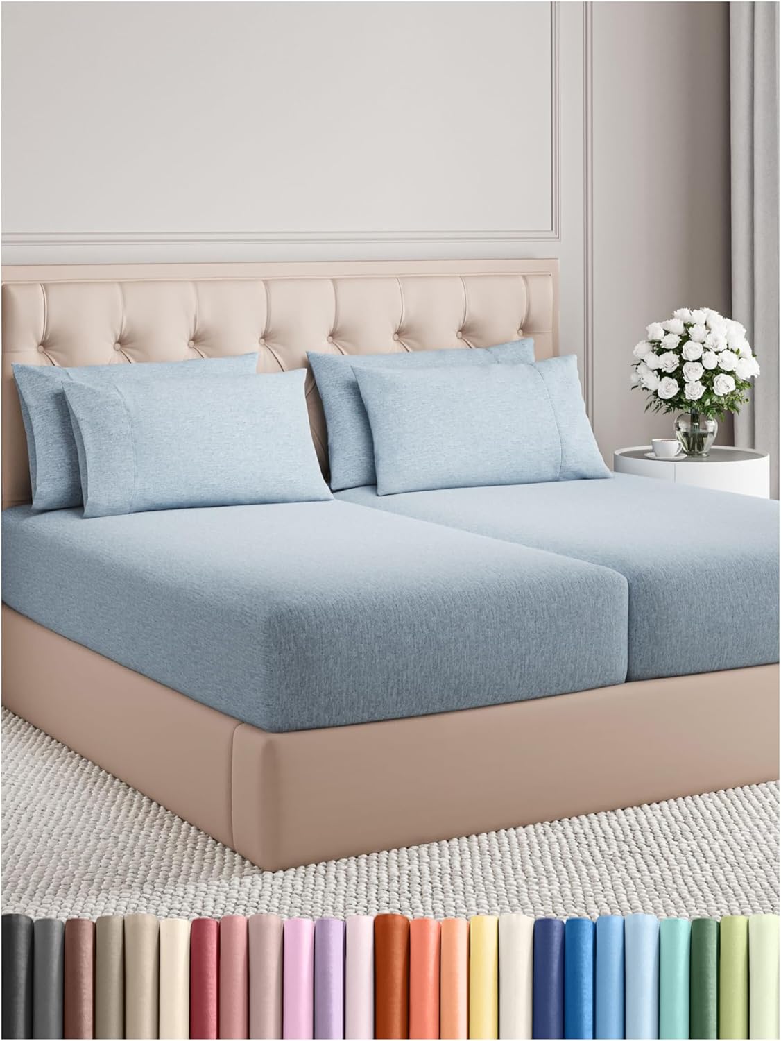 King 6 Piece Sheet Set - Cooling and Breathable Bed Sheets - Hotel Luxury Bed Sheets for Women, Men, Kids & Teens - Bedding with Deep Pockets & Easy Fit - Soft and Wrinkle Free - King Dark Grey Sheets - Image 122