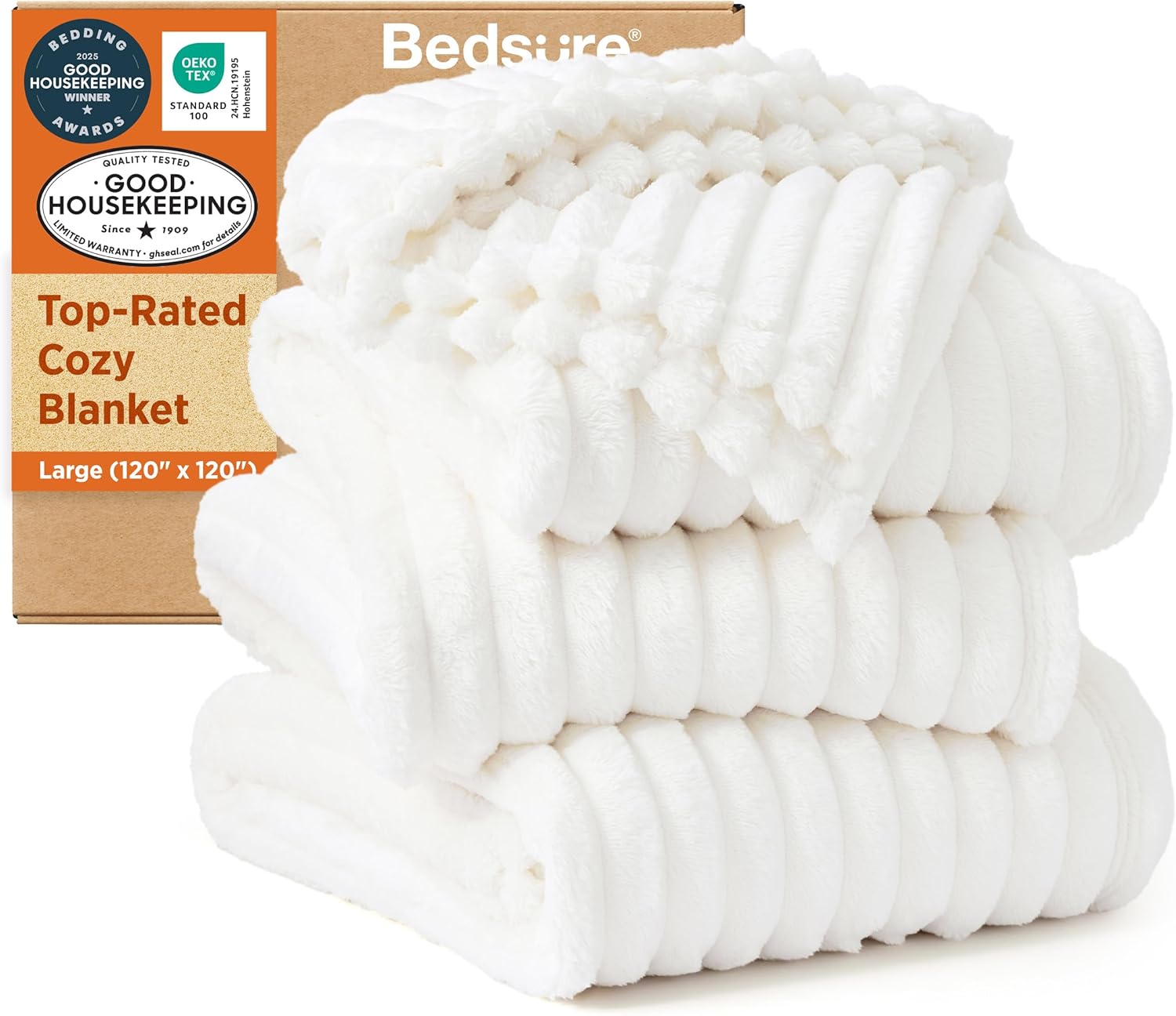 Bedsure GentleSoft Blankets Queen Size for Bed - Cozy Soft Sofa Couch Cover Blankets for Women, Cute Large Bedding Fleece Throws for Girls, Off White, 90x90 Inches - Image 71