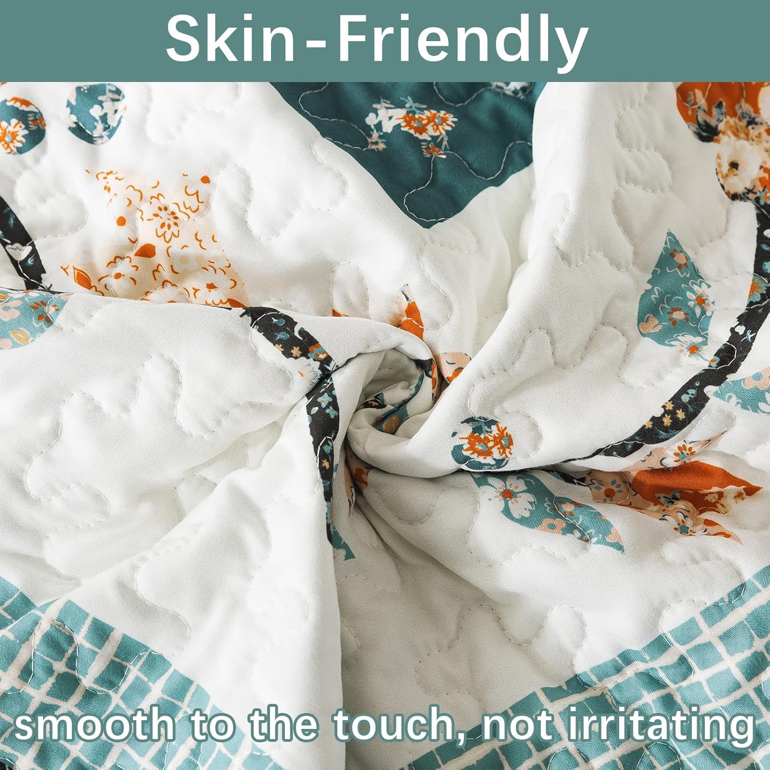 BEDIFANY Cotton King Size Quilt Sets, Lightweight King Quilt Bedding Set (98 x 106 inch) Garden Style Floral Bedspread King Size Coverlet Set for Bed Decorations - All Seasons, 3 Pieces - Image 6