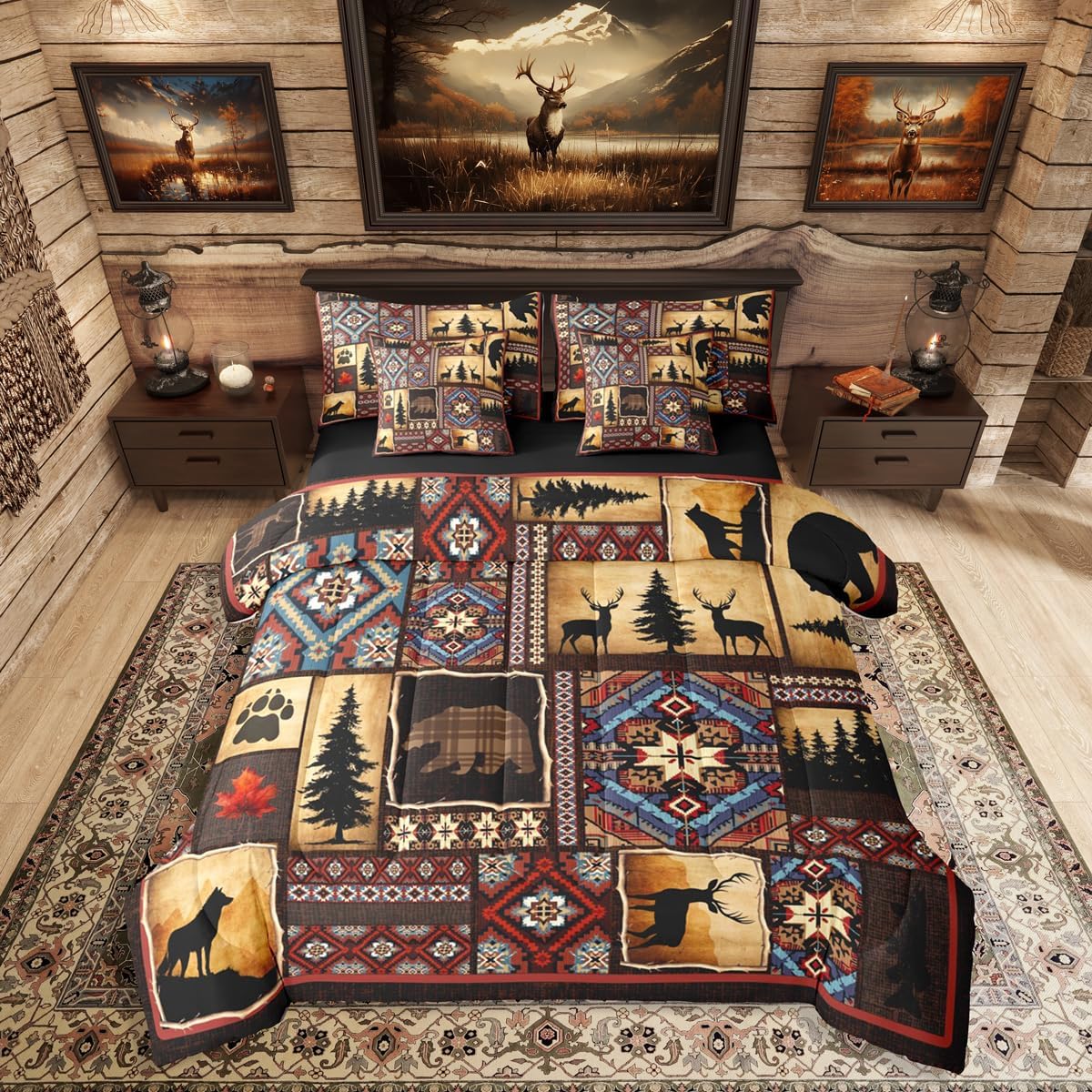 Erosebridal 7 Piece Camo Mallard Duck Comforter Set with Sheets for Kids Boys Men Rustic Farmhouse Cabin Bed in A Bag Queen,Hunting Woodland Duck Bedding Set Country Wood Board Animal Bed Set - Image 31