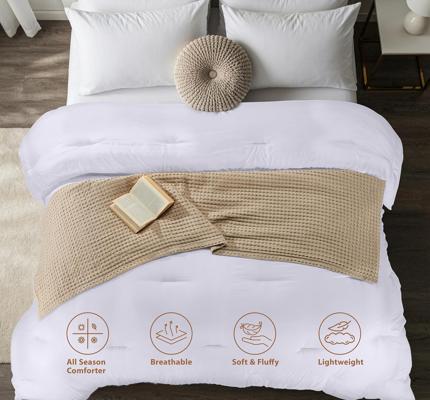 Utopia Bedding Comforters Queen Size, All Season Duvet Insert, Down Alternative Queen Comforter with Corner Tabs, Machine Washable Bed Comforter 88 x 88 Inches (White) - Image 6
