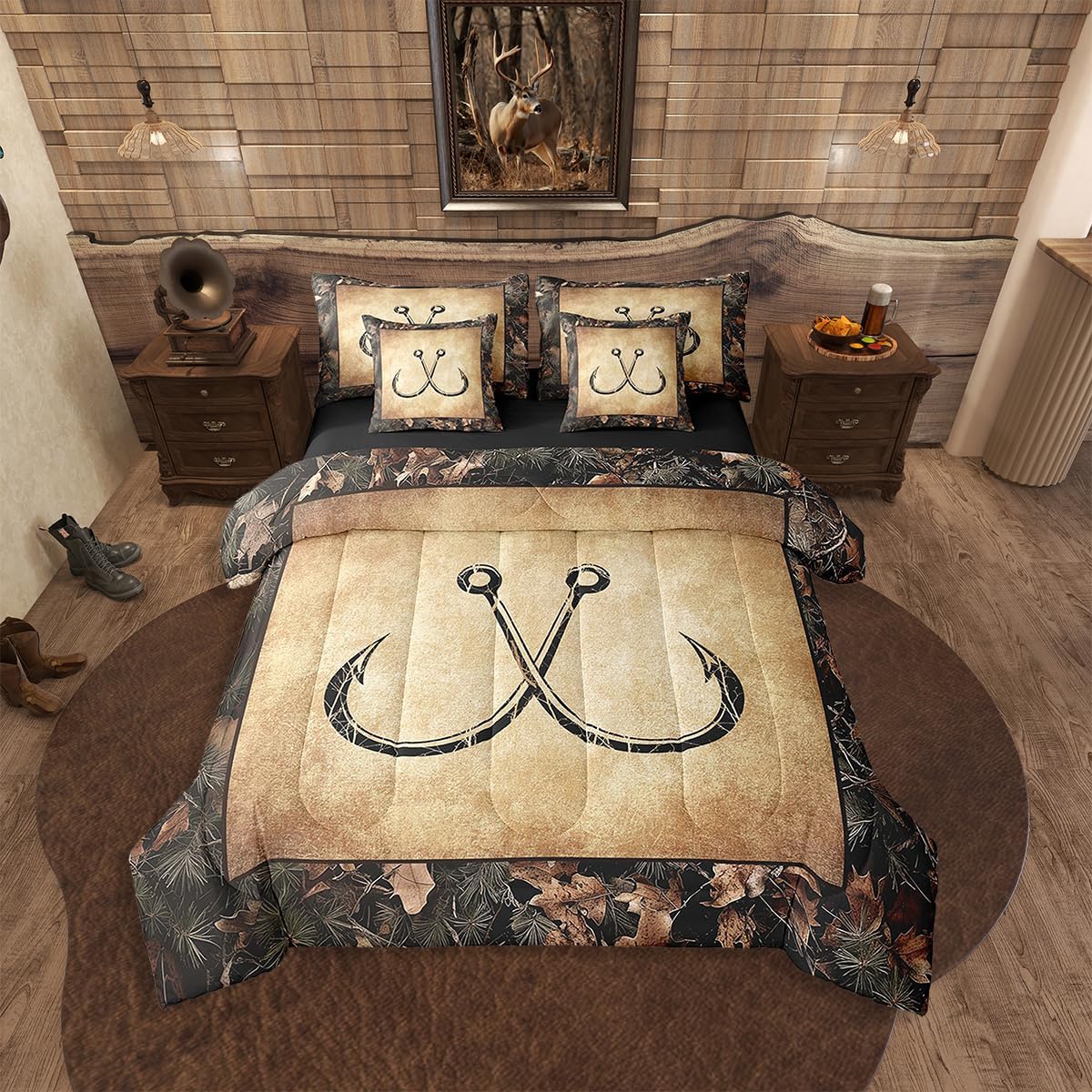 Erosebridal 7 Piece Camo Mallard Duck Comforter Set with Sheets for Kids Boys Men Rustic Farmhouse Cabin Bed in A Bag Queen,Hunting Woodland Duck Bedding Set Country Wood Board Animal Bed Set - Image 15