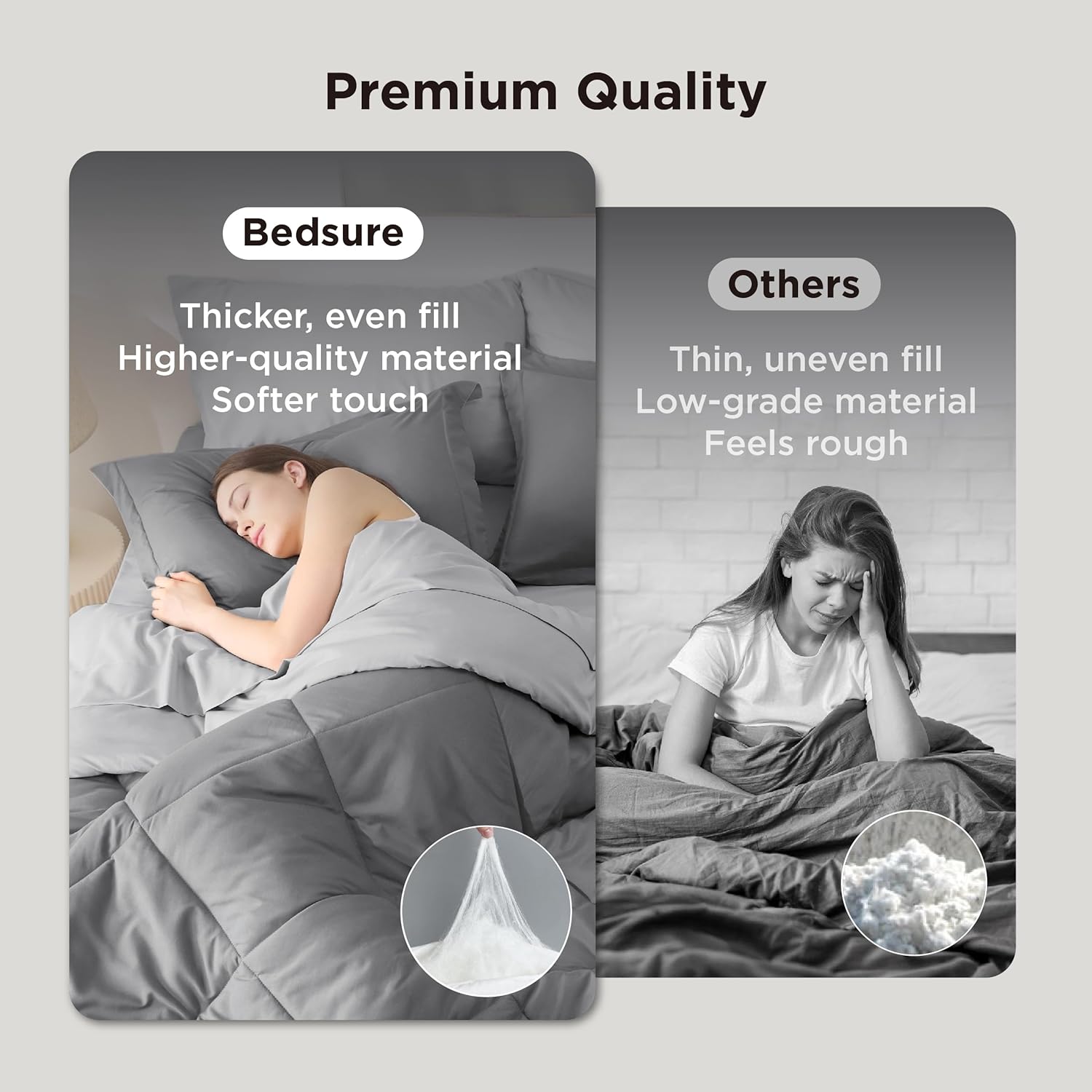 Bedsure Queen Comforter Set - 7 Pieces Reversible Grey Bedding, Queen Size Bed Set for All Seasons, Bed in a Bag with Down Alternative Comforter, Sheets, Pillowcases & Shams - Image 2