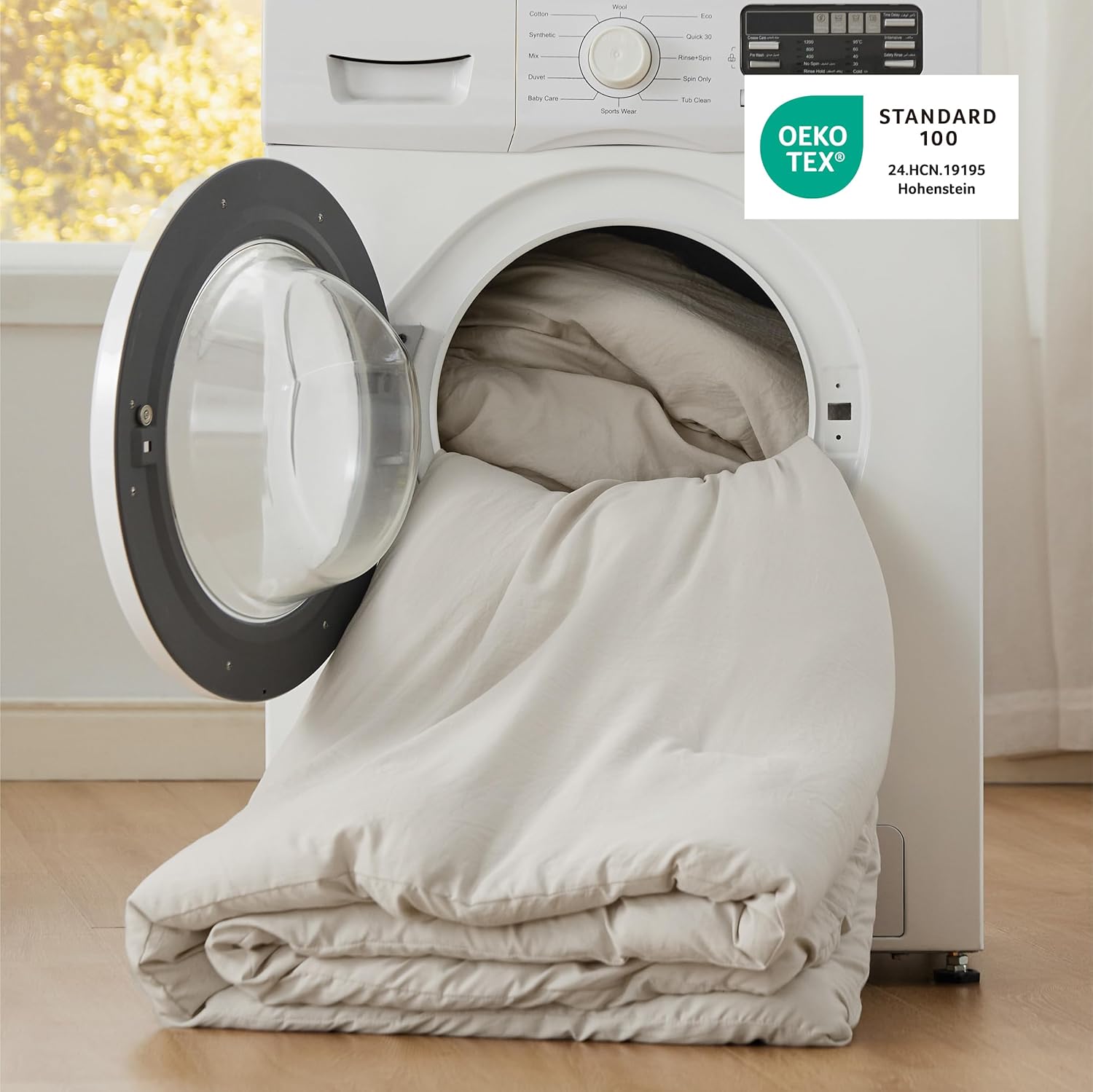 Bedsure King Size Comforter Set, Beige Soft Prewashed Bedding for All Seasons, 3 Pieces GentleSoft™ Warm Down Alternative Bed Set, 1 Lightweight Comforter (104"x90") and 2 Pillowcases (20"x36") - Image 5