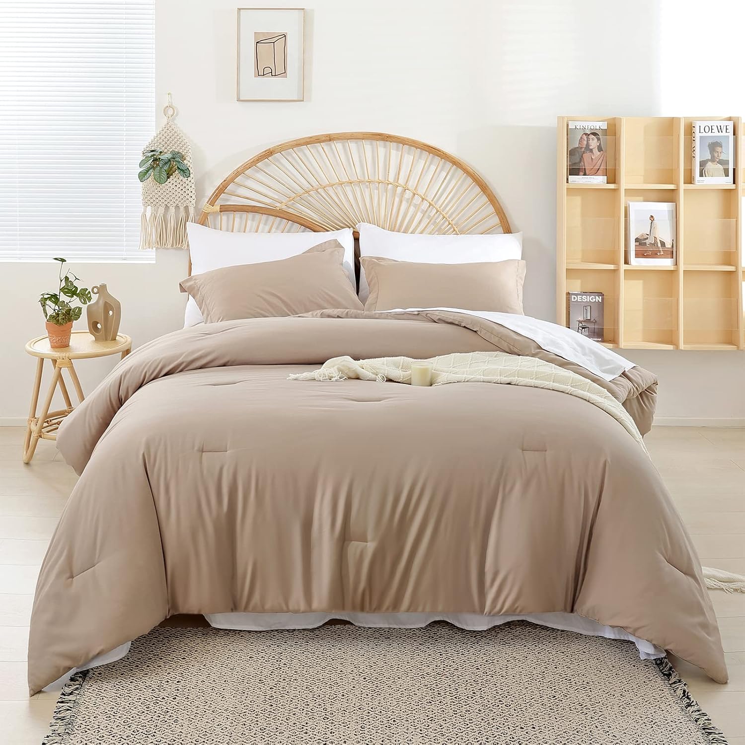 weigelia King Size Comforter Set 7 Pieces Oatmeal Comforter Set King Bed in a Bag Soft Fluffy Bedding Comforter with Sheets, Pillow Shams and Pillowcases for All Season - Image 17