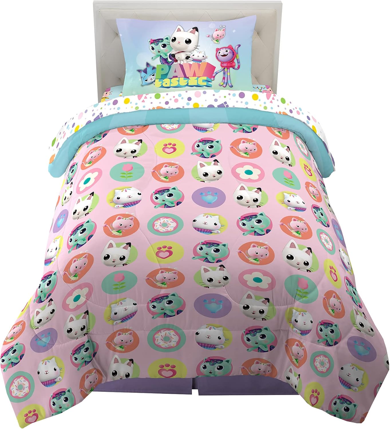 DreamWorks Gabby's Dollhouse Cakey, MerCat And Pandy Kids Bedding Super Soft Comforter And Sheet Set, 4 Piece Twin Size, By Franco - Image 2