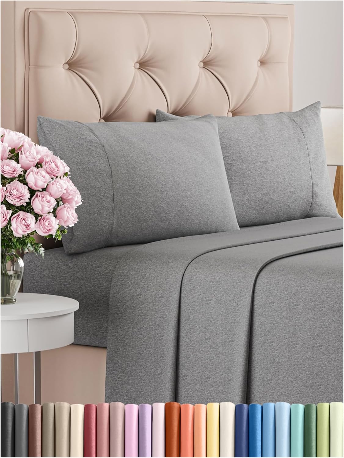 King 6 Piece Sheet Set - Cooling and Breathable Bed Sheets - Hotel Luxury Bed Sheets for Women, Men, Kids & Teens - Bedding with Deep Pockets & Easy Fit - Soft and Wrinkle Free - King Dark Grey Sheets - Image 11