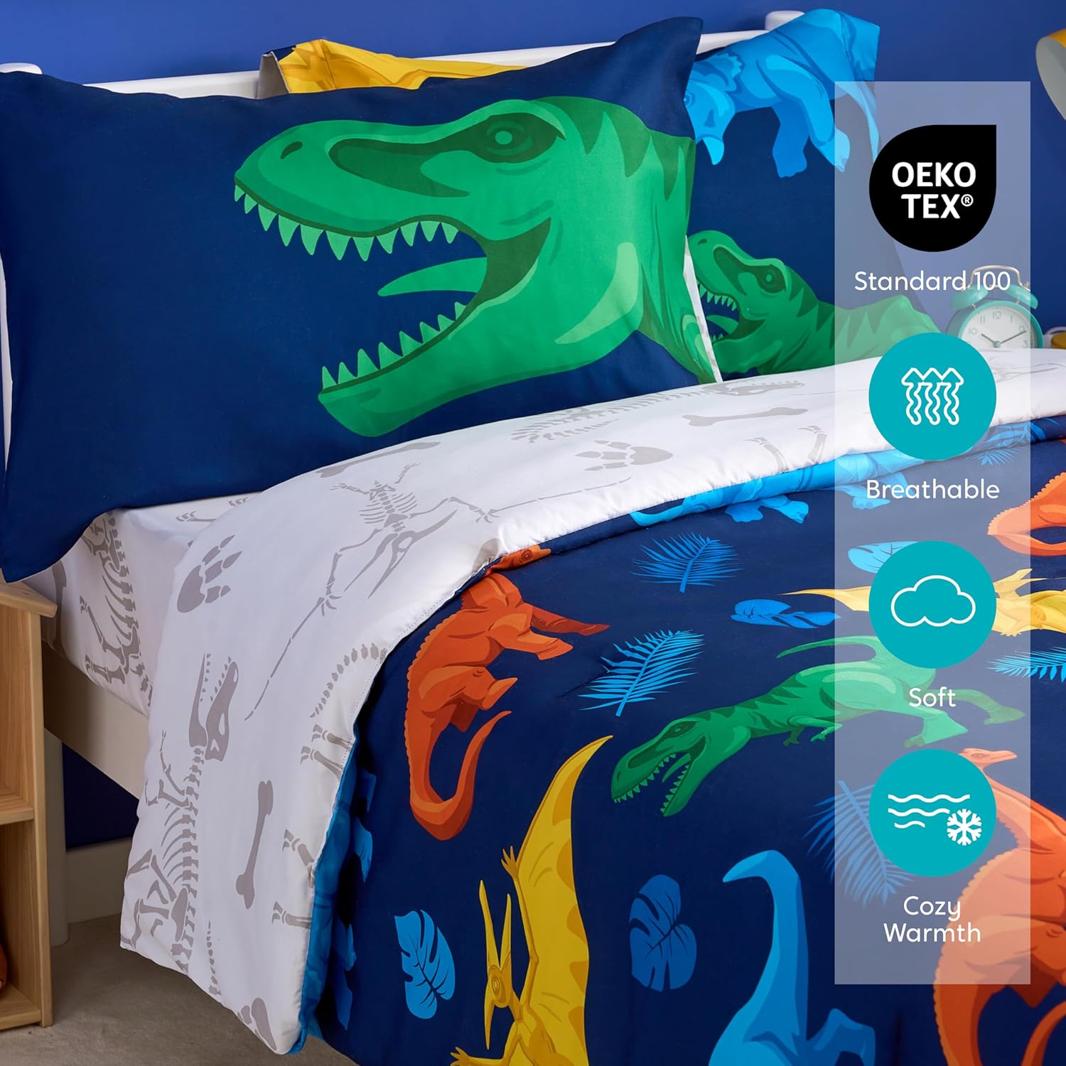 Joiedomi Kid Twin Comforter Set 5 Piece Dinosaur Bedding Set for Boys Girls Super Soft Microfiber Bed in a Bag with Comforter Sheets Pillowcase Sham - Image 3