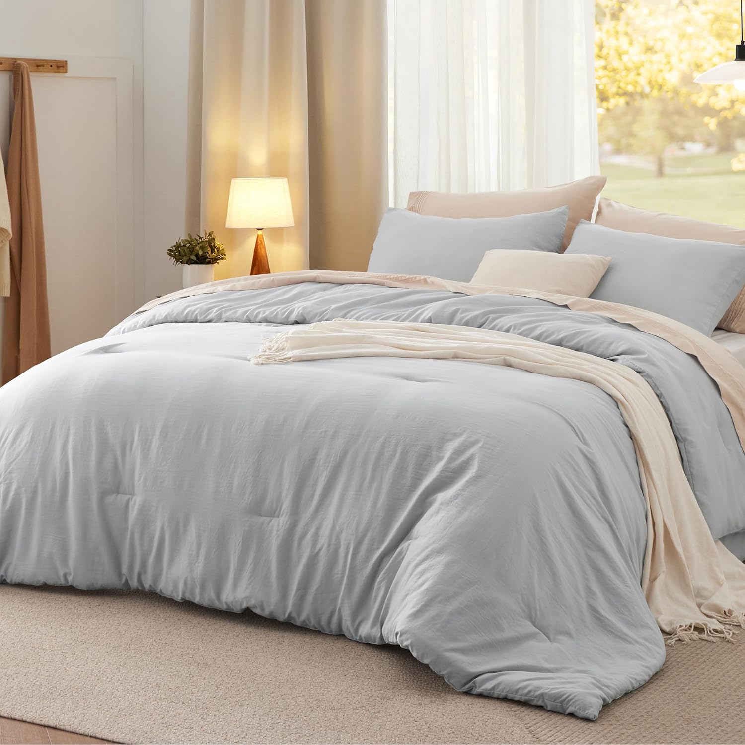 Bedsure Queen Size Comforter Set, White Soft Prewashed Bedding for All Seasons, 3 Pieces GentleSoft™ Warm Down Alternative Bed Set, 1 Lightweight Comforter (90"x90") and 2 Pillowcases (20"x26") - Image 22