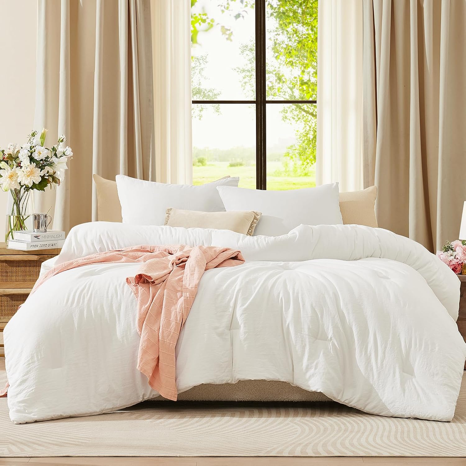 WRENSONGE King Size Comforter Set - 3 Pieces Prewashed Burnt Orange Soft Lightweight Bedding for All Seasons,Fluffy Down Alternative Comforter King Size with 2 Pillow Shams - Image 12