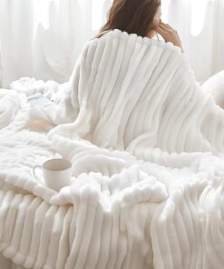 Bedsure GentleSoft Blankets Queen Size for Bed - Cozy Soft Sofa Couch Cover Blankets for Women, Cute Large Bedding Fleece Throws for Girls, Off White, 90x90 Inches