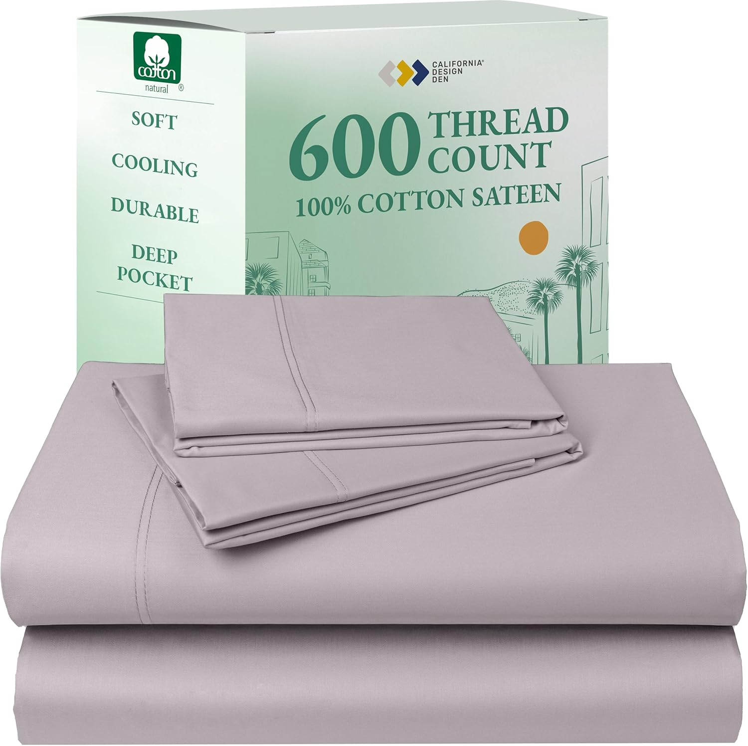 California Design Den Queen Sheet Set - Luxury 600 Thread Count Sateen, 100% Cotton Deep Pocket Queen Sheets with All Around Elastic, Snug Fit, Hotel Quality Bedding Set - White - Image 36