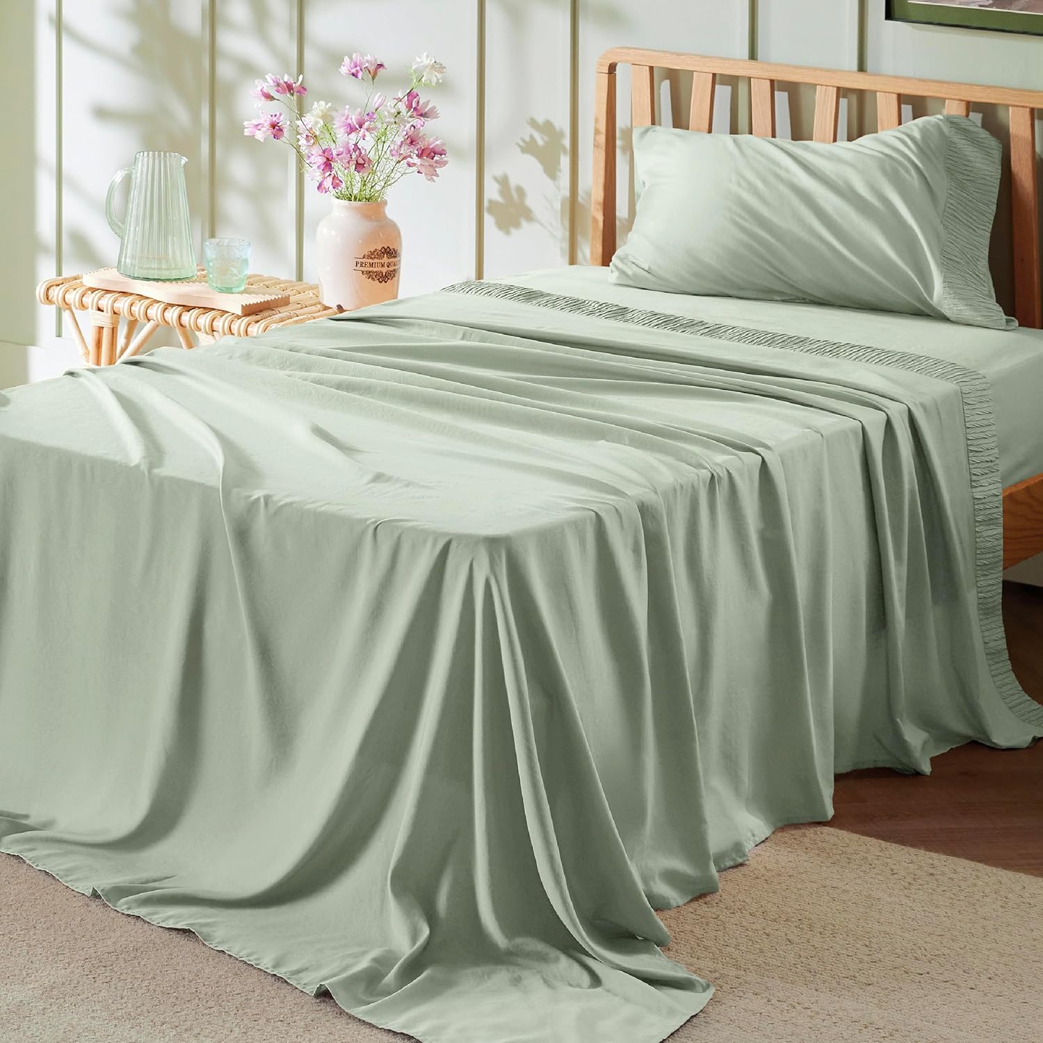 Bedsure Queen Sheet Set - 4 Pieces Soft Queen Size Sheets - Breathable & Cooling - Hotel Luxury - Easy Care Polyester Microfiber Bedding for Women, Men, Dark Grey - Image 25