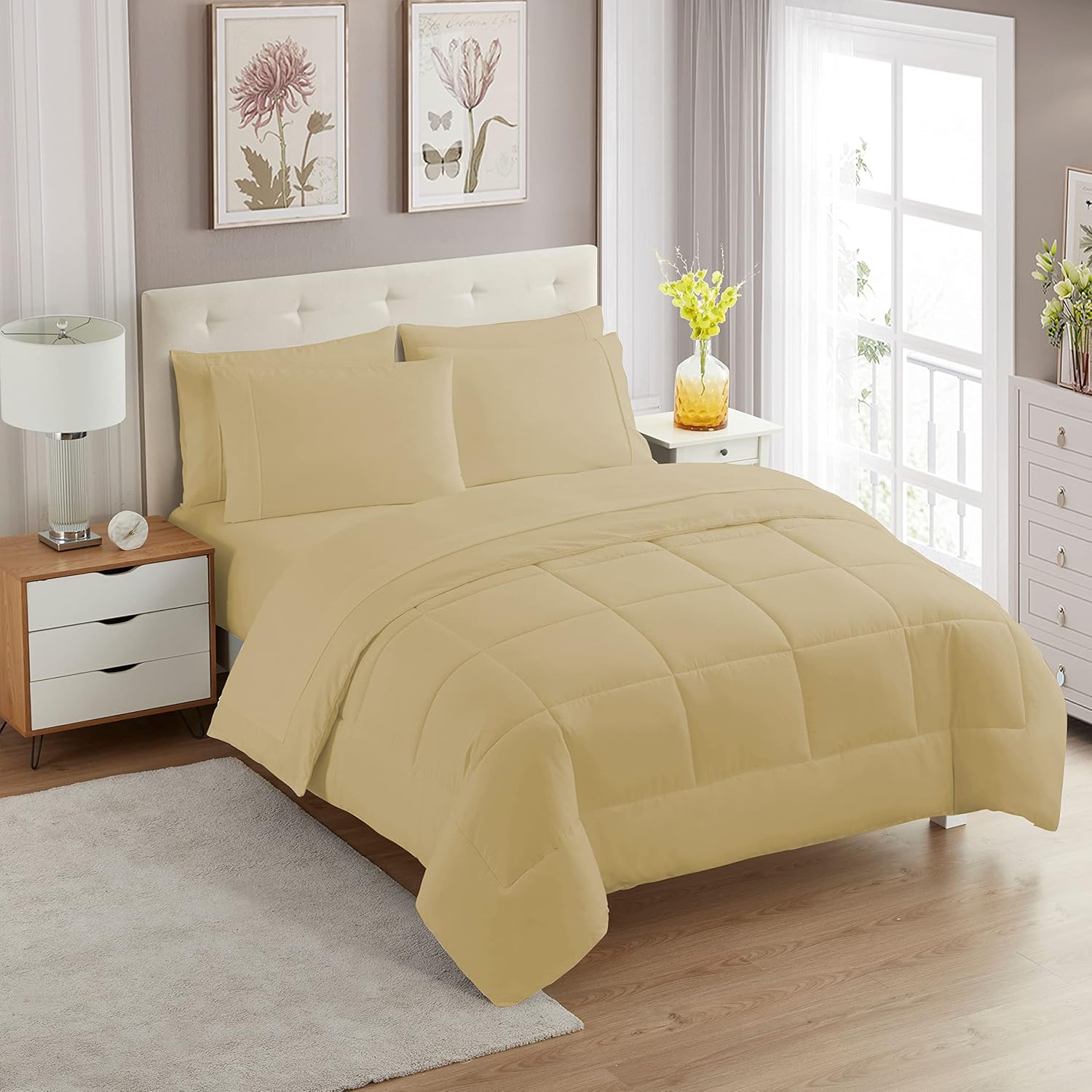 Sweet Home Collection 5 Piece Comforter Set Bag Solid Color All Season Soft Down Alternative Blanket & Luxurious Microfiber Bed Sheets, Black, Twin - Image 41