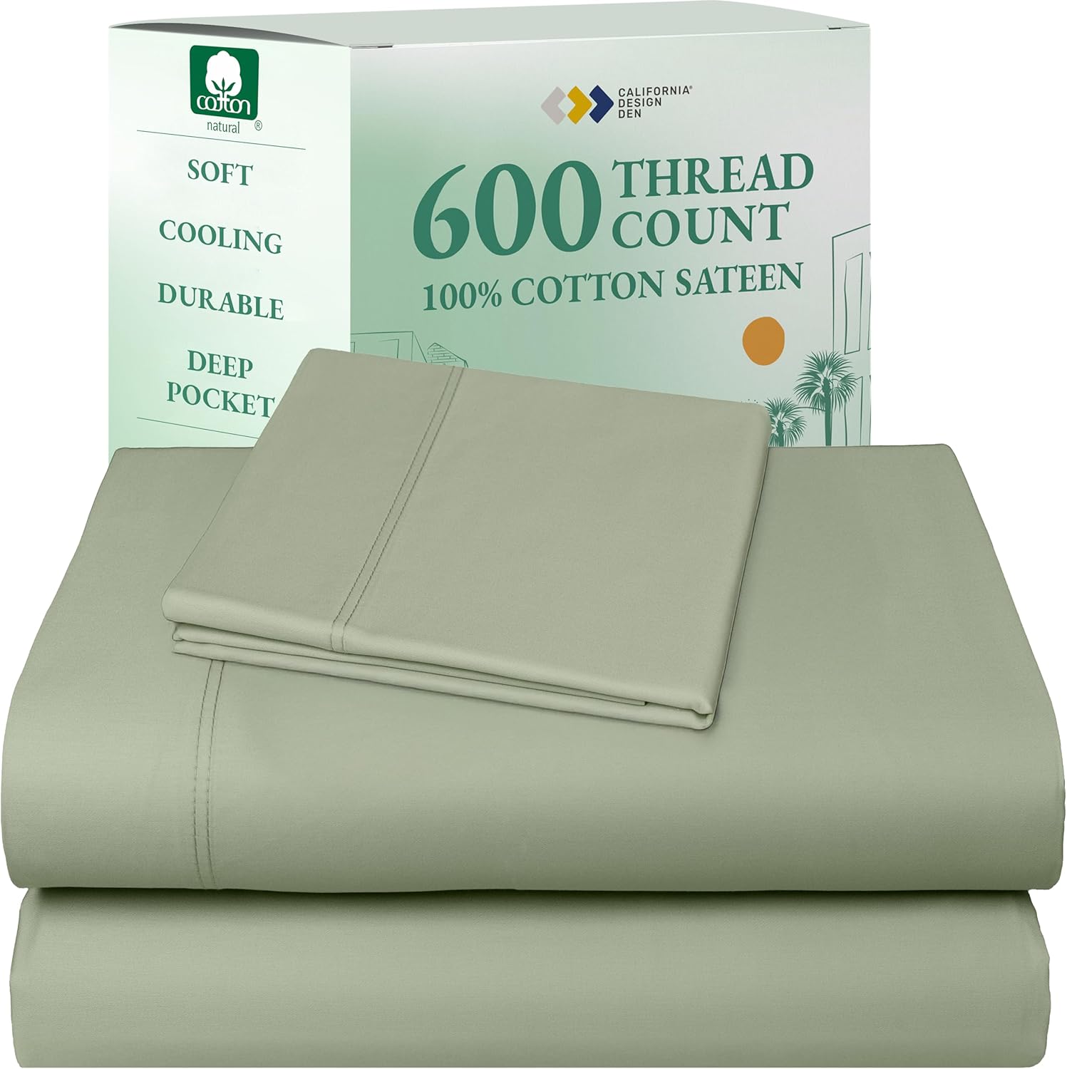 California Design Den Queen Sheet Set - Luxury 600 Thread Count Sateen, 100% Cotton Deep Pocket Queen Sheets with All Around Elastic, Snug Fit, Hotel Quality Bedding Set - White - Image 22