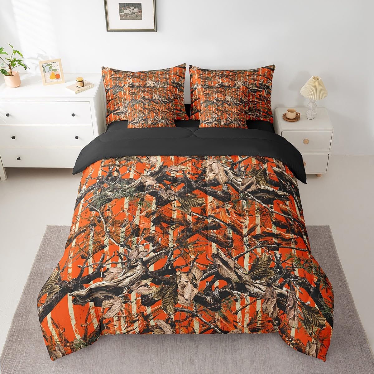 Feelyou Duck Hunter Green Camouflage Hunting 7 Pieces Bedding Set, Queen Size Black Brown All Season,Bed in a Bag with Comforter, Sheets, Pillowcases Camo Army Bed Set Breathable Wild Room Decor - Image 38