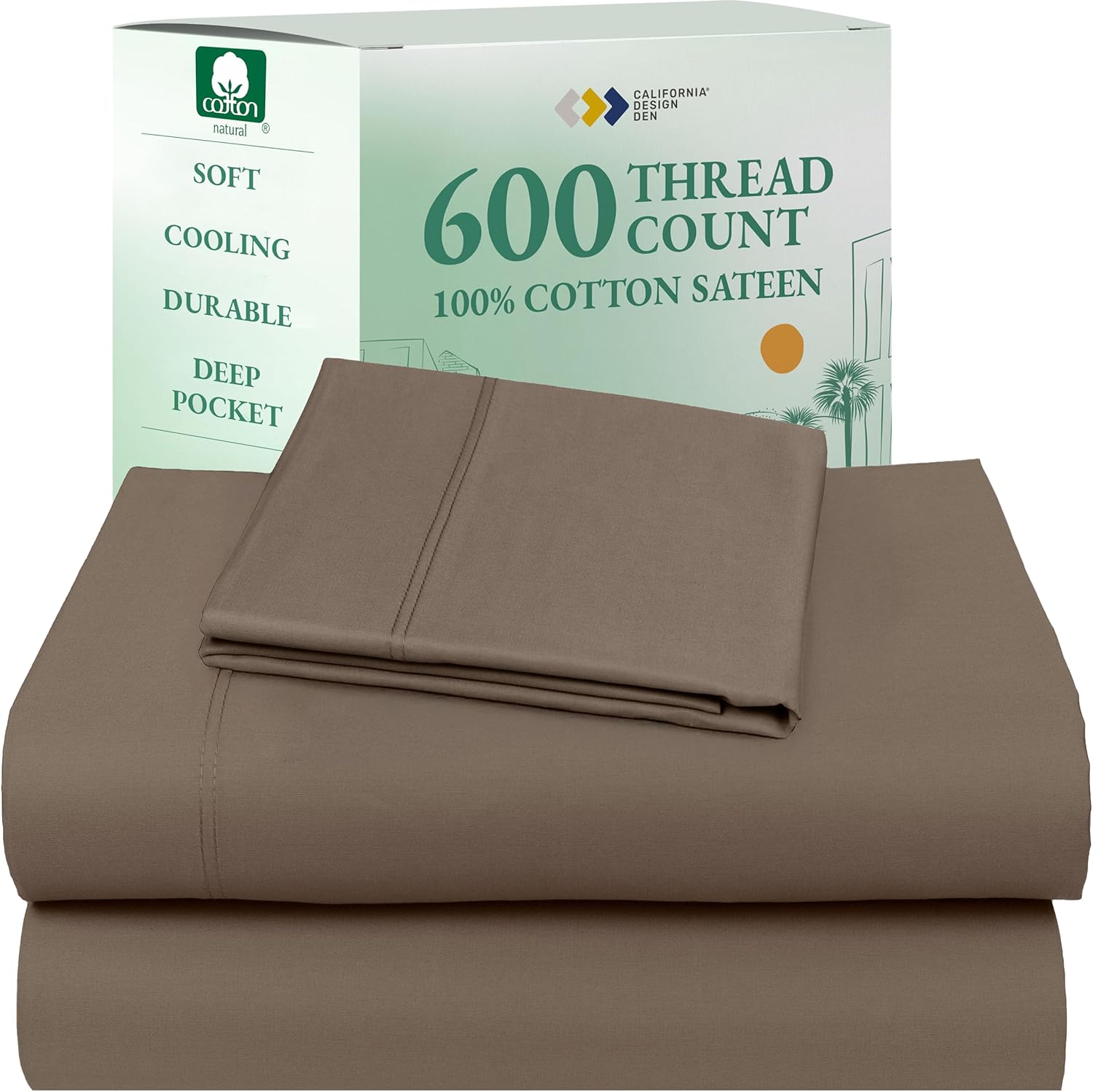 California Design Den Queen Sheet Set - Luxury 600 Thread Count Sateen, 100% Cotton Deep Pocket Queen Sheets with All Around Elastic, Snug Fit, Hotel Quality Bedding Set - White - Image 27