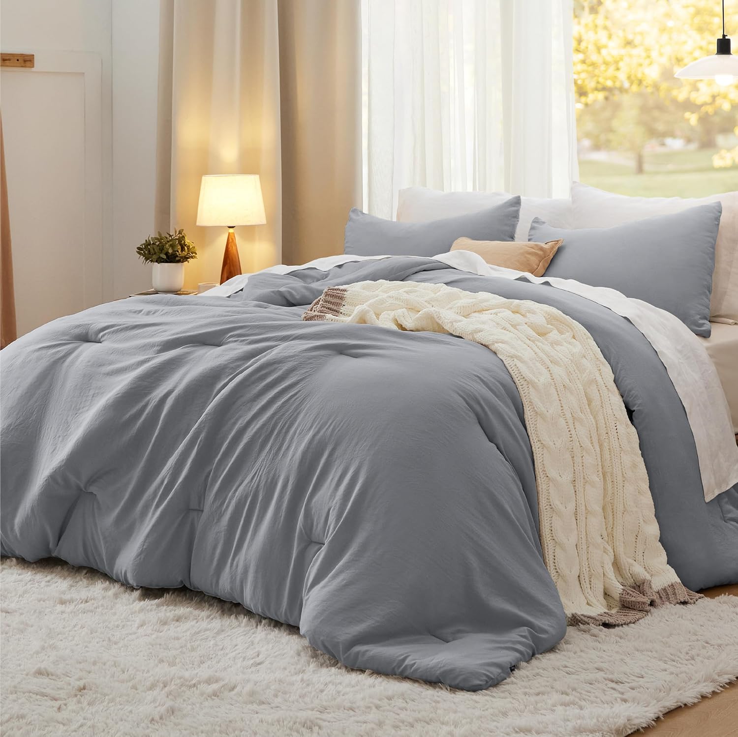 Bedsure King Size Comforter Set, Beige Soft Prewashed Bedding for All Seasons, 3 Pieces GentleSoft™ Warm Down Alternative Bed Set, 1 Lightweight Comforter (104"x90") and 2 Pillowcases (20"x36") - Image 32