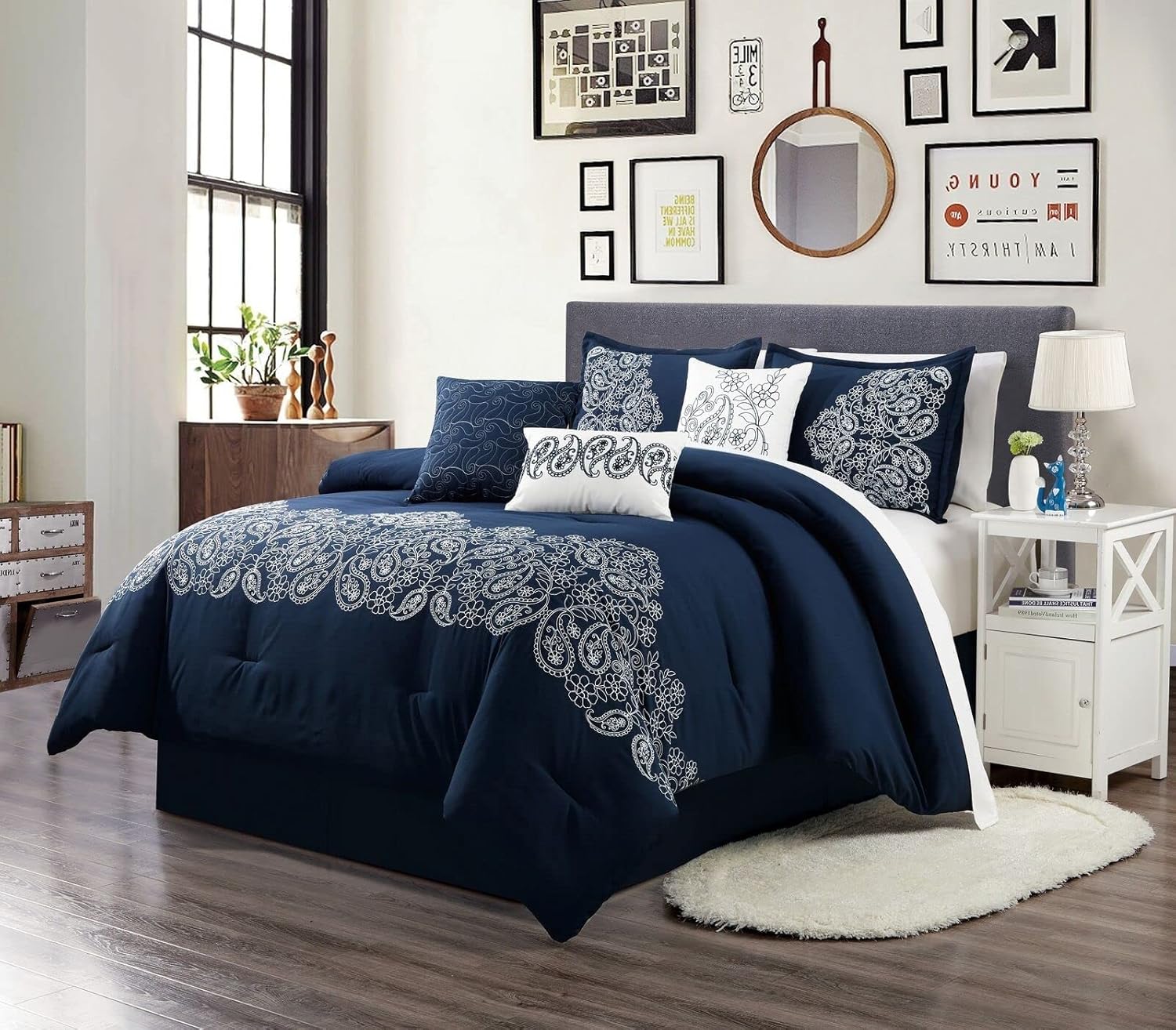 Chezmoi Collection Serene 7-Piece Luxury Autumn Floral Embroidery Comforter Set, Queen, Orange/Brown/Taupe - Image 15