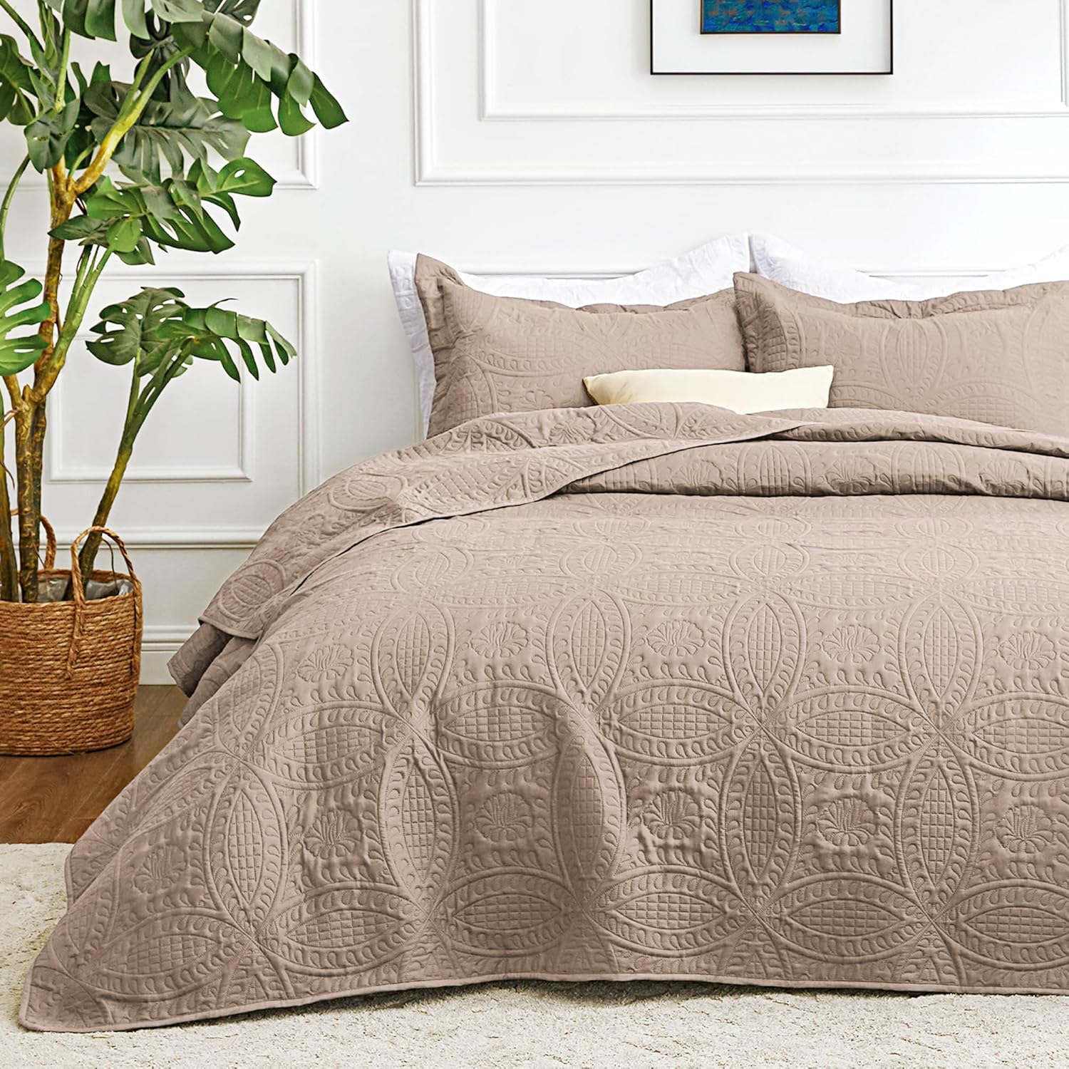 Love's cabin King Size Quilt Set Navy Blue Bedspreads - Soft Bed Summer Lightweight Bedspread Comforter - Modern Style Coin Pattern Coverlet for All Season - 3 Pieces (1 Quilt, 2 Pillow Shams) - Image 35