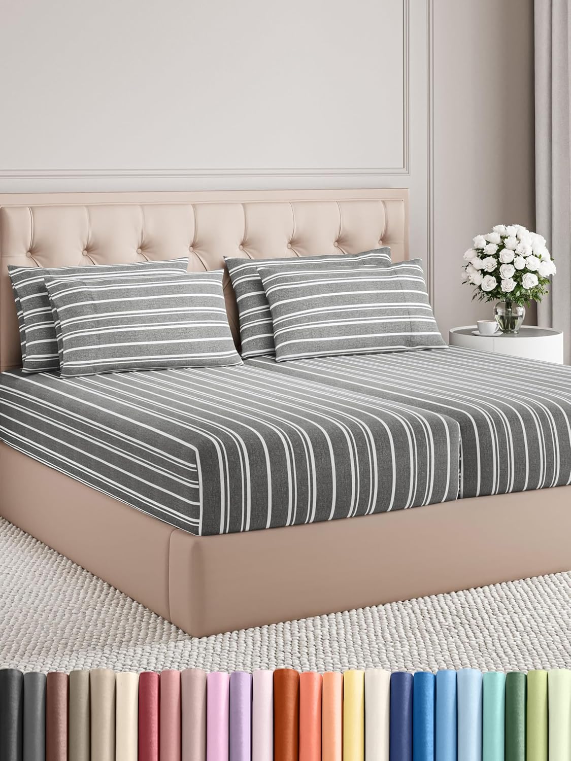 King 6 Piece Sheet Set - Cooling and Breathable Bed Sheets - Hotel Luxury Bed Sheets for Women, Men, Kids & Teens - Bedding with Deep Pockets & Easy Fit - Soft and Wrinkle Free - King Dark Grey Sheets - Image 141