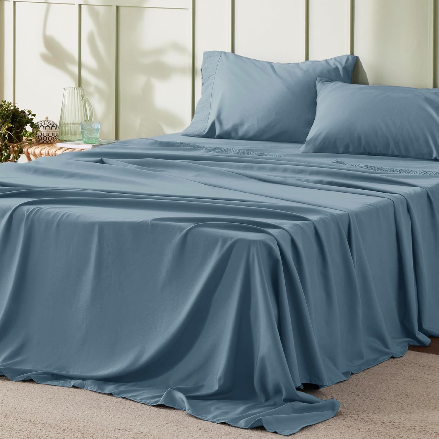 Bedsure Queen Sheet Set - 4 Pieces Soft Queen Size Sheets - Breathable & Cooling - Hotel Luxury - Easy Care Polyester Microfiber Bedding for Women, Men, Dark Grey - Image 35