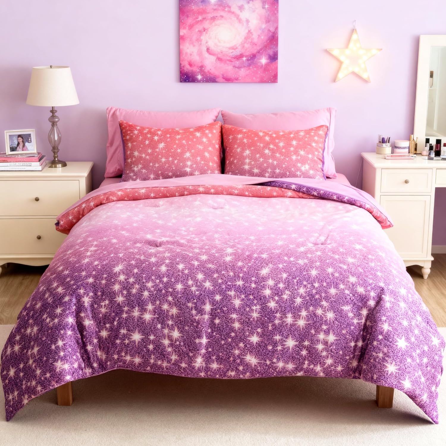 Twin Kids Comforter Set - 5 Pieces Twin Bedding Sets for Boys, Glow in The Dark Space Bed in A Bag with Sheets - Image 18